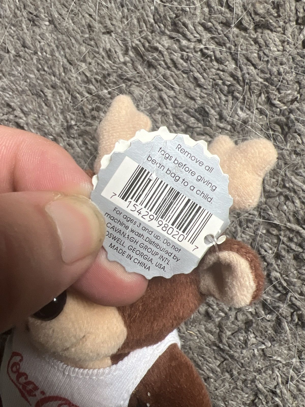 Coca Cola 1998 Coca-Cola Reindeer In Shirt Bean Bag Plush Size ONE SIZE - 5 Thumbnail