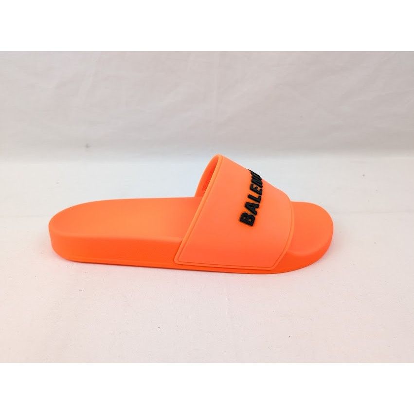 Balenciaga o1rshd1 Smooth Rubber Pool Logo Slide in Orange/Black Size US 10 / EU 43 - 1 Thumbnail