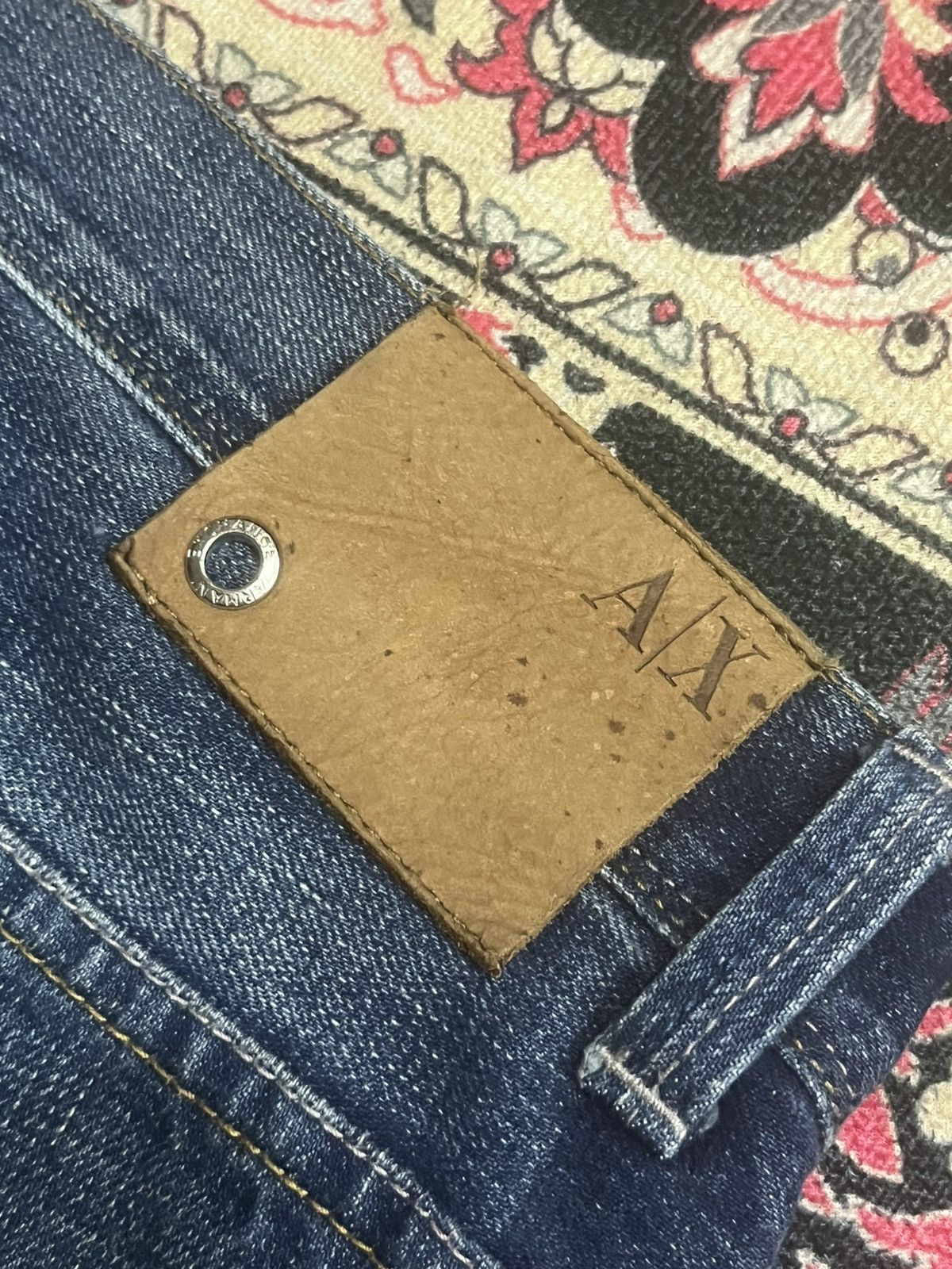Armani Exchange Vintage Armani Exchange Blue Washed Fringe Straight Leg Jean Size US 31 - 15 Thumbnail