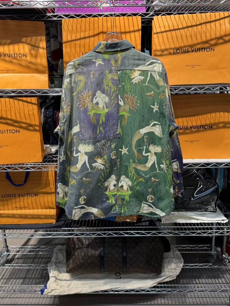 Loewe LOEWE Mermaid graffiti denim shirt jacket Size L / US 10 / IT 46 - 4 Thumbnail