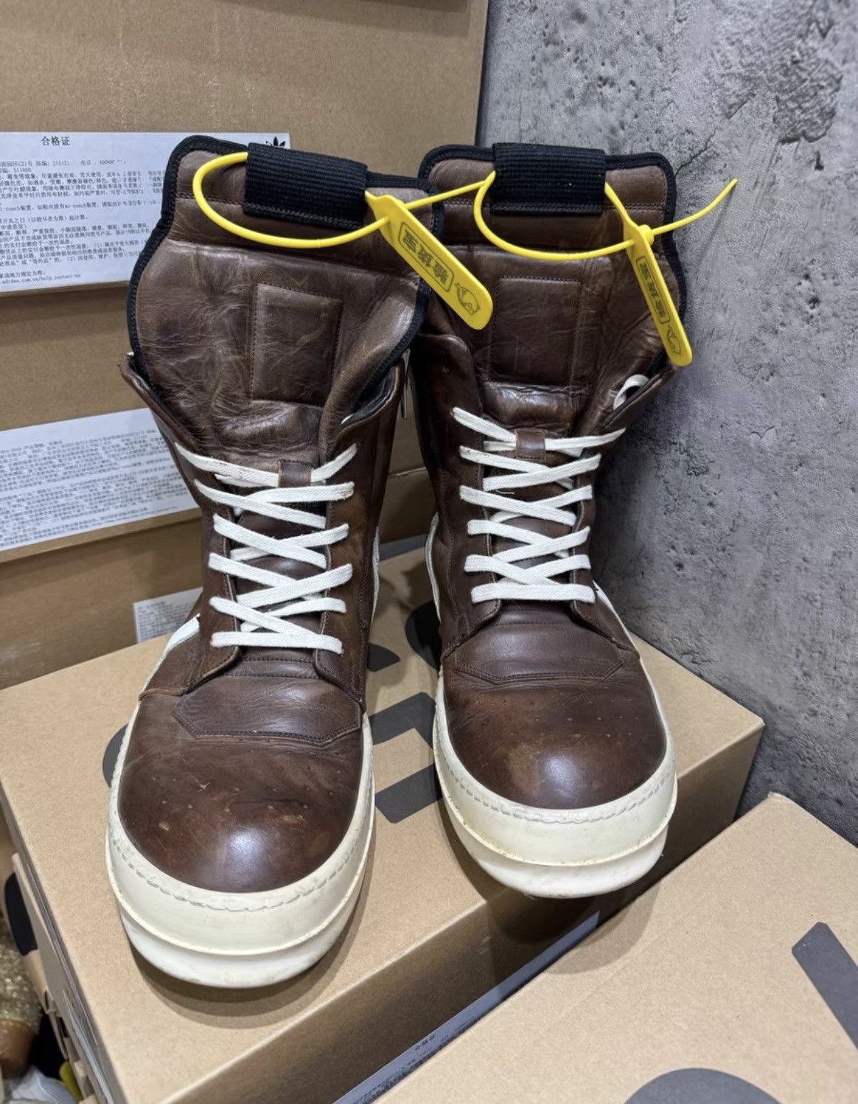 Rick Owens Rick Owens Geobasket, Mocha Brown & White K37 Size US 9.5 / EU 42-43 - 1 Thumbnail
