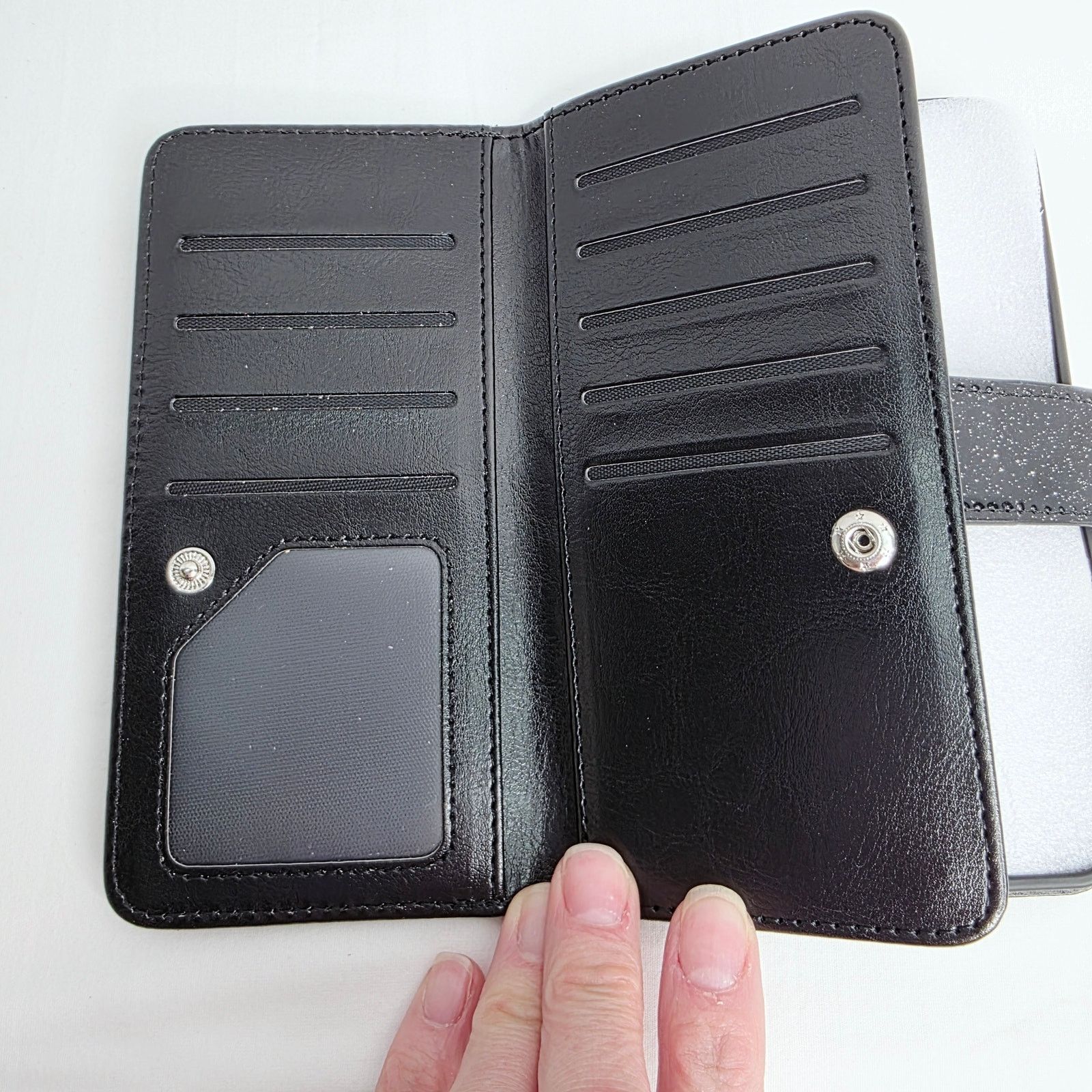 Other iPhone 16 Pro Black Glitter Phone Case W Detachable Wallet Size ONE SIZE - 14 Thumbnail
