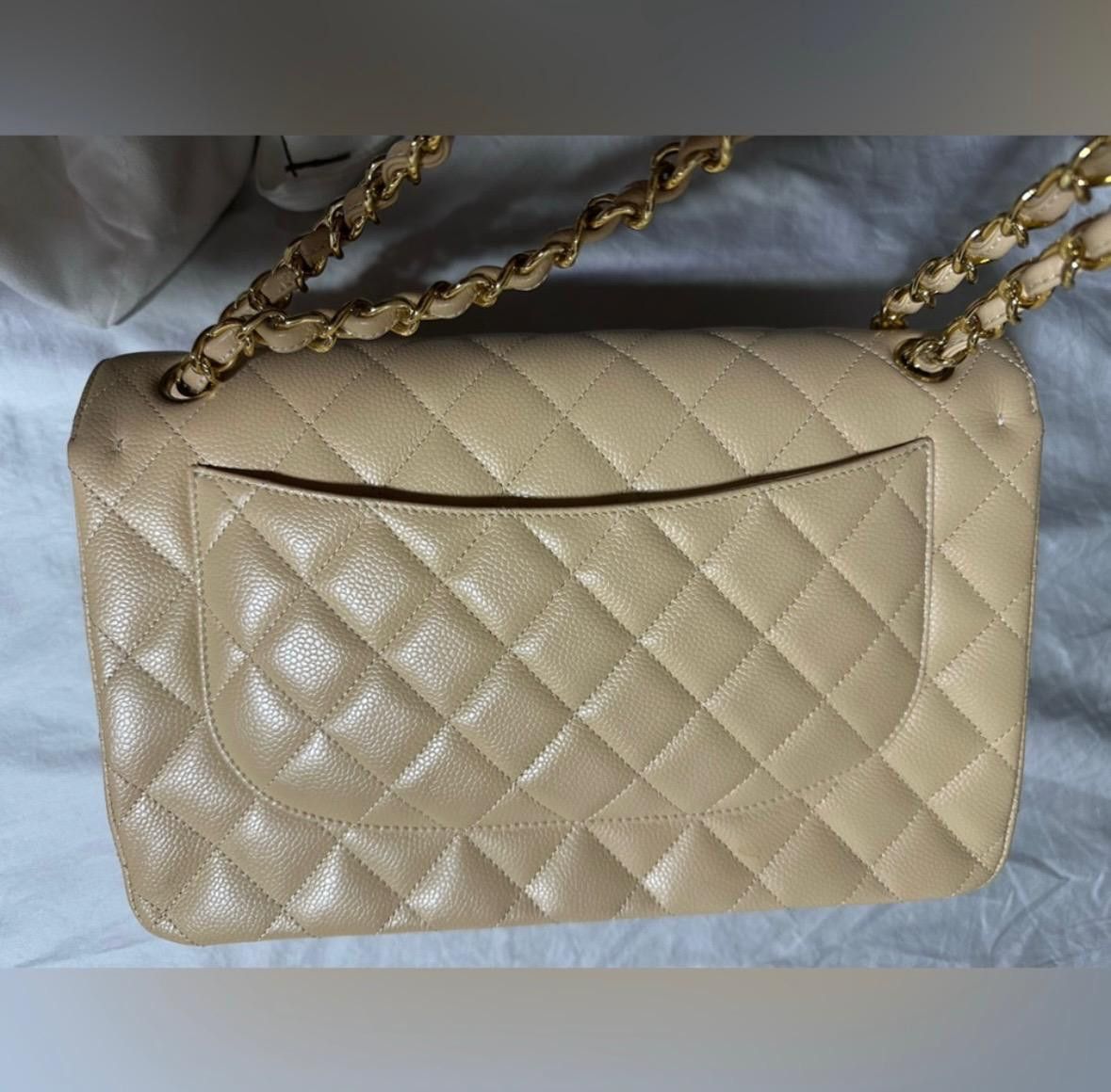 Chanel Chanel Quilted Beige Caviar Leather Jumbo Double Flapbag Size ONE SIZE - 2 Thumbnail