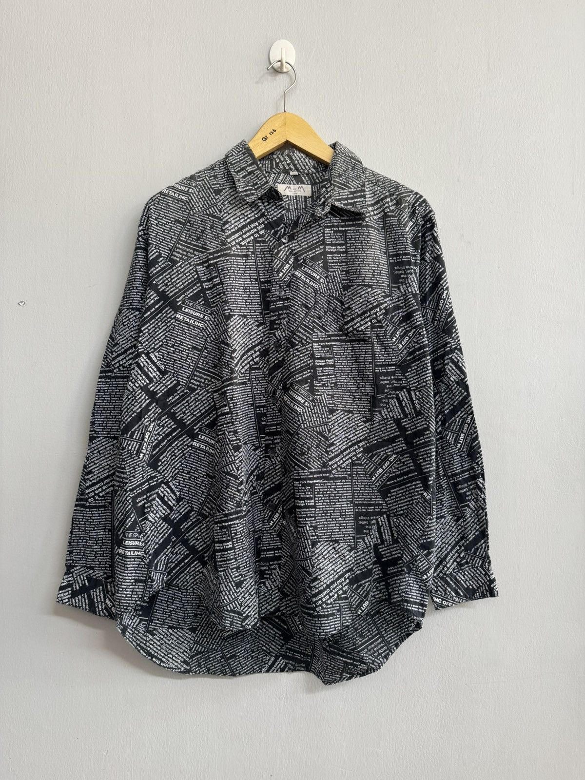 Japanese Brand M AND M NEWSPAPER MOTIF LONG SHIRT LIKE IFSIXWASNINE STYLE Size US M / EU 48-50 / 2 - 1 Thumbnail
