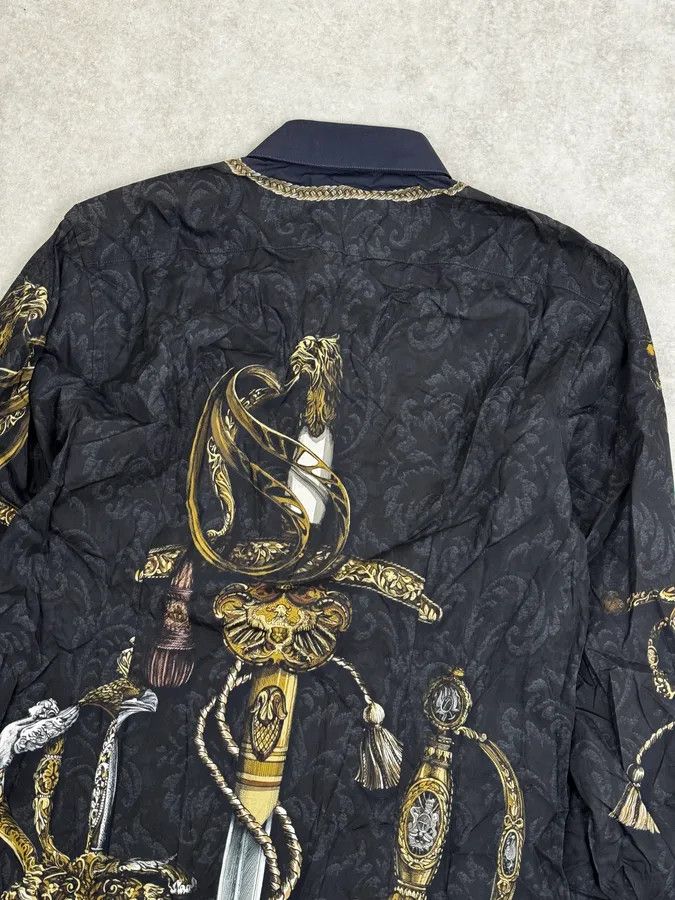 Dolce & Gabbana AW2017 Dolce & Gabbana Navy & Black Baroque Swords Shirt Size US M / EU 48-50 / 2 - 6 Thumbnail