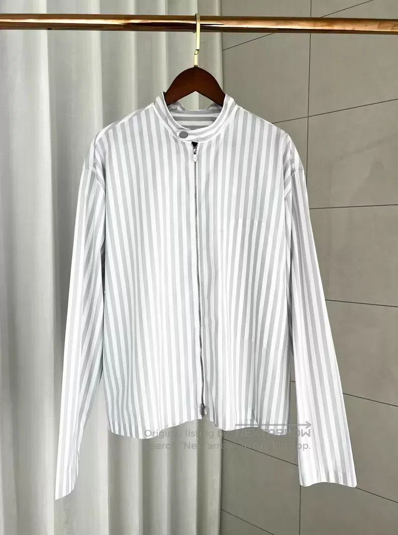 Hermes Hermes size 39 Striped Zip-Up Shirt Jacket Size US L / EU 52-54 / 3 - 1 Thumbnail