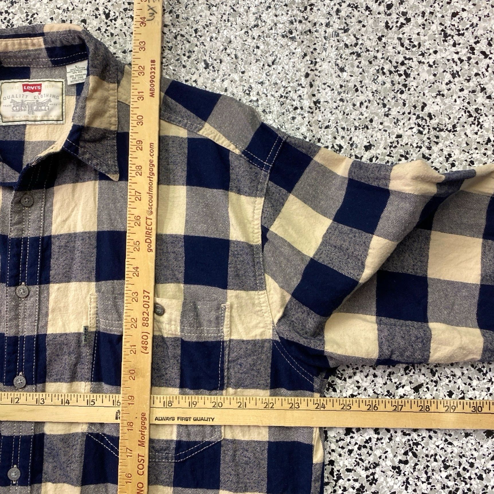 Levi's VINTAGE Levis Shirt 90s Plaid Button-Up Cotton Flannel Mens Large Blue Size US L / EU 52-54 / 3 - 3 Thumbnail