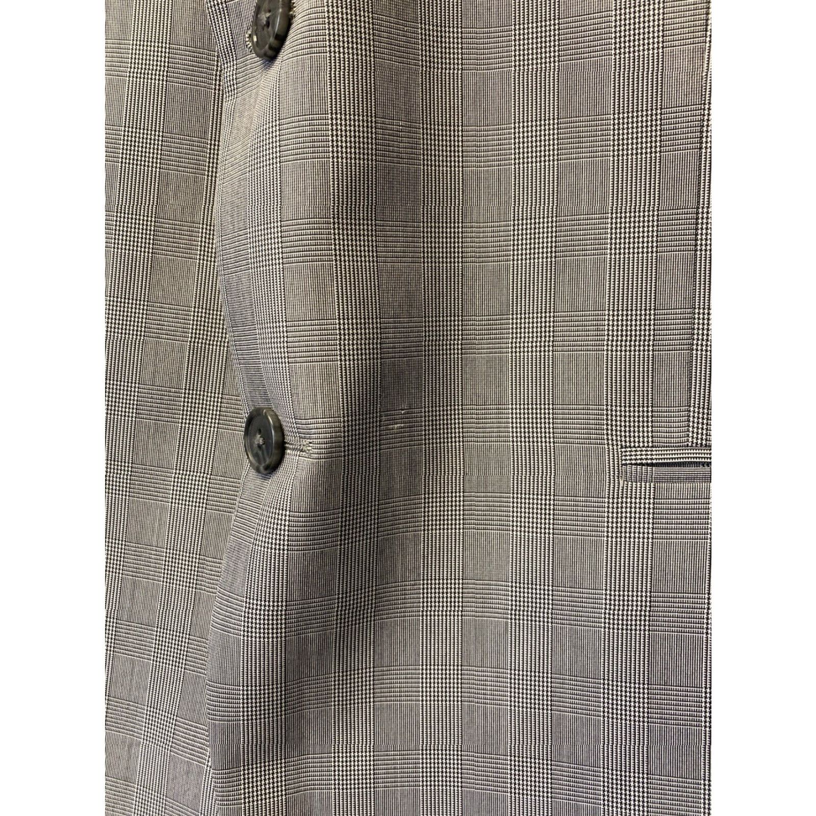 Vintage Circola Moda 2 Piece Suit Glenn Plaid Gray Mens 44R 38W Formal Wedding Milano Deluxe Microtech Size 44R - 6 Thumbnail