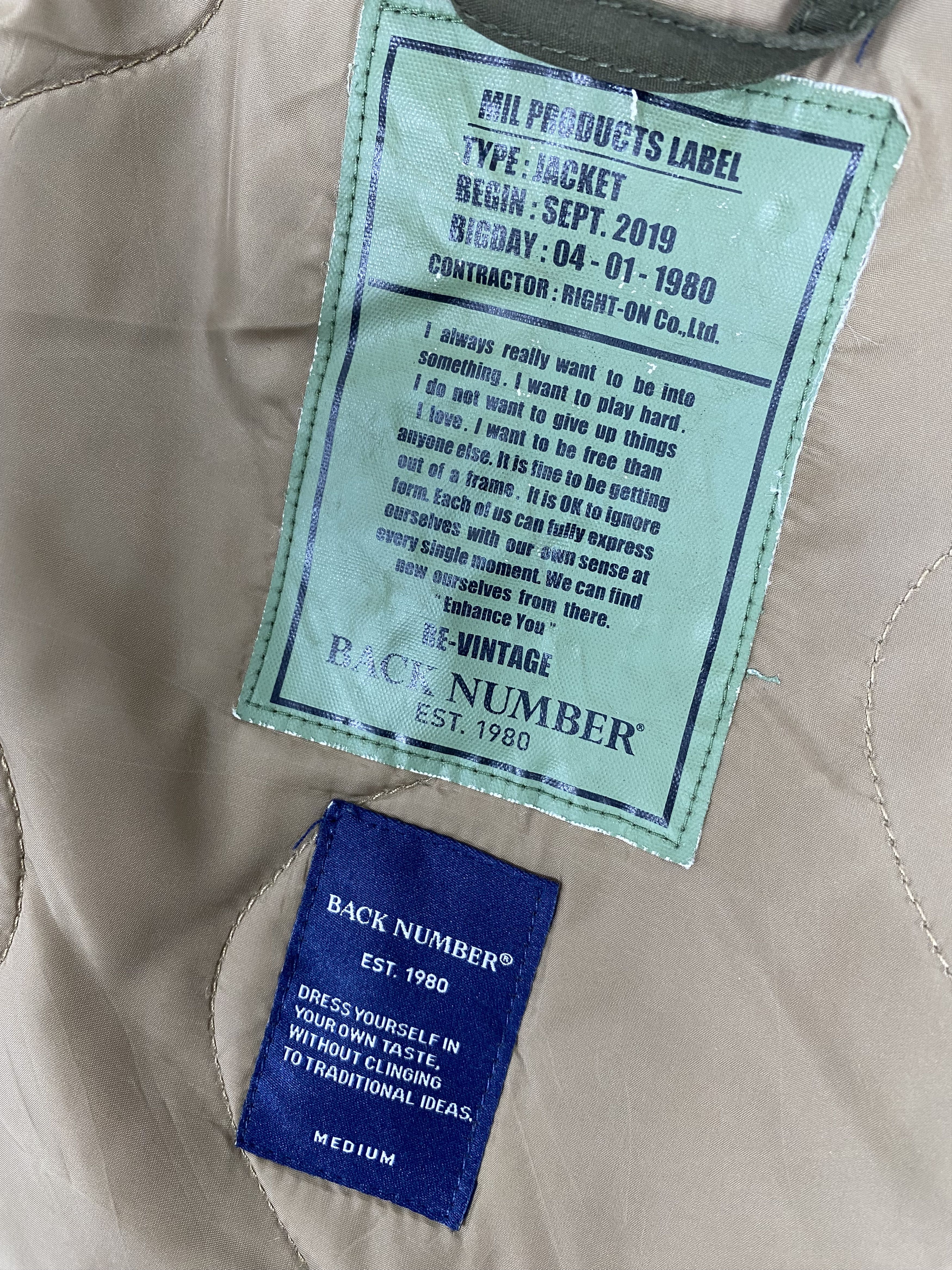 Japanese Brand Vintage Back Number Quilted Lining Long Jacket PJ2479 Size US M / EU 48-50 / 2 - 8 Thumbnail