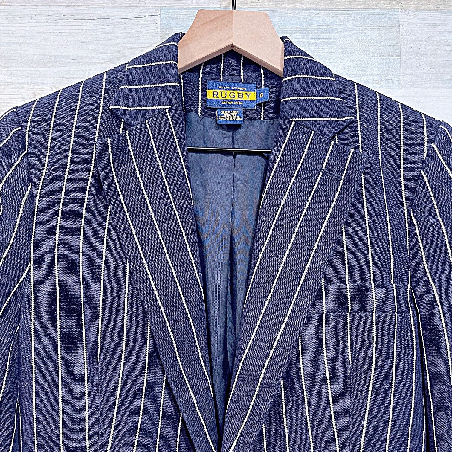 Ralph Lauren × Vintage Ralph Lauren Linen Striped Rugby Blazer Blue Womens 6 Size M / US 6-8 / IT 42-44 - 2 Thumbnail