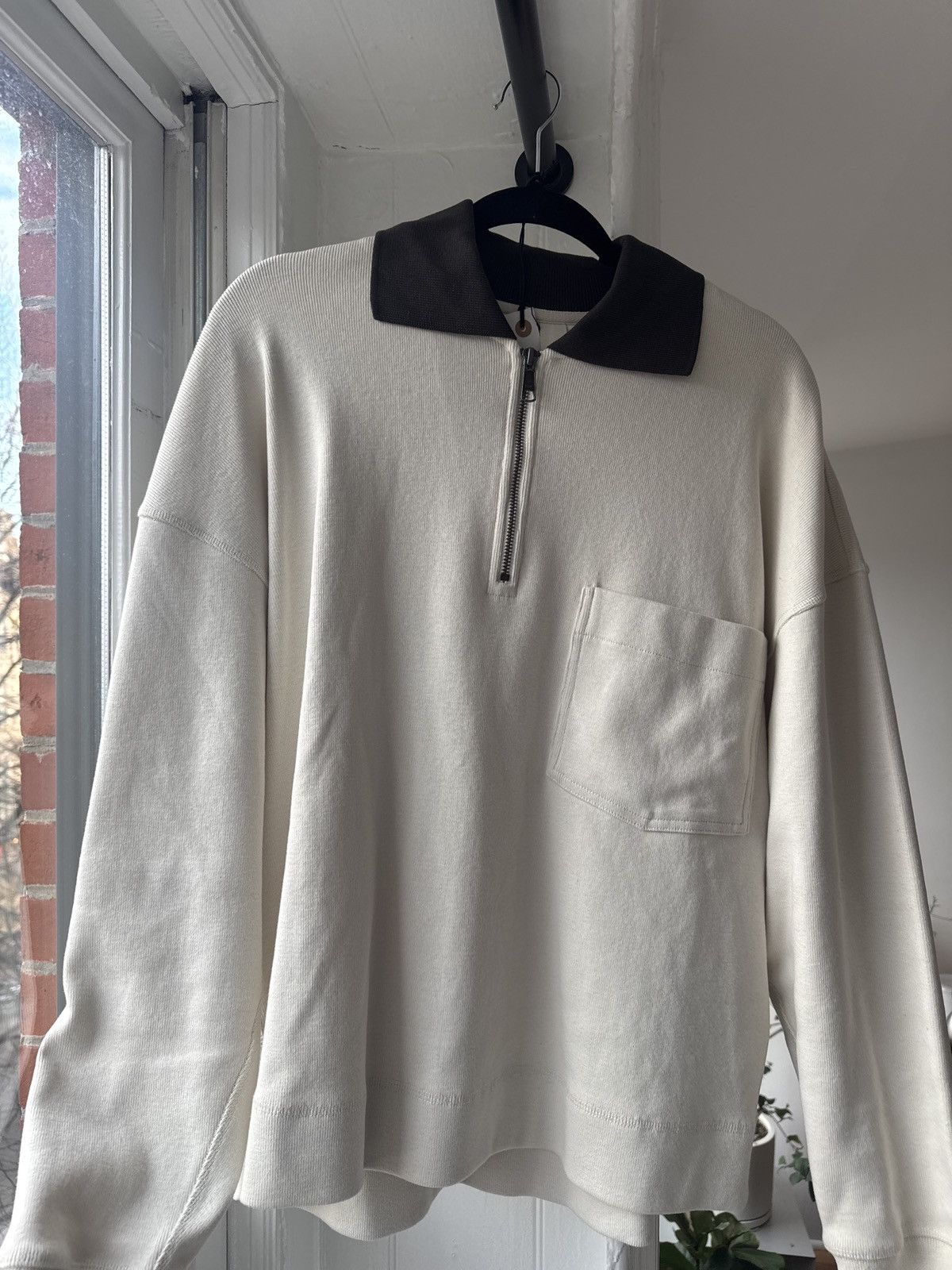 Cotton Rib Jersey Quarter Zip Sweater