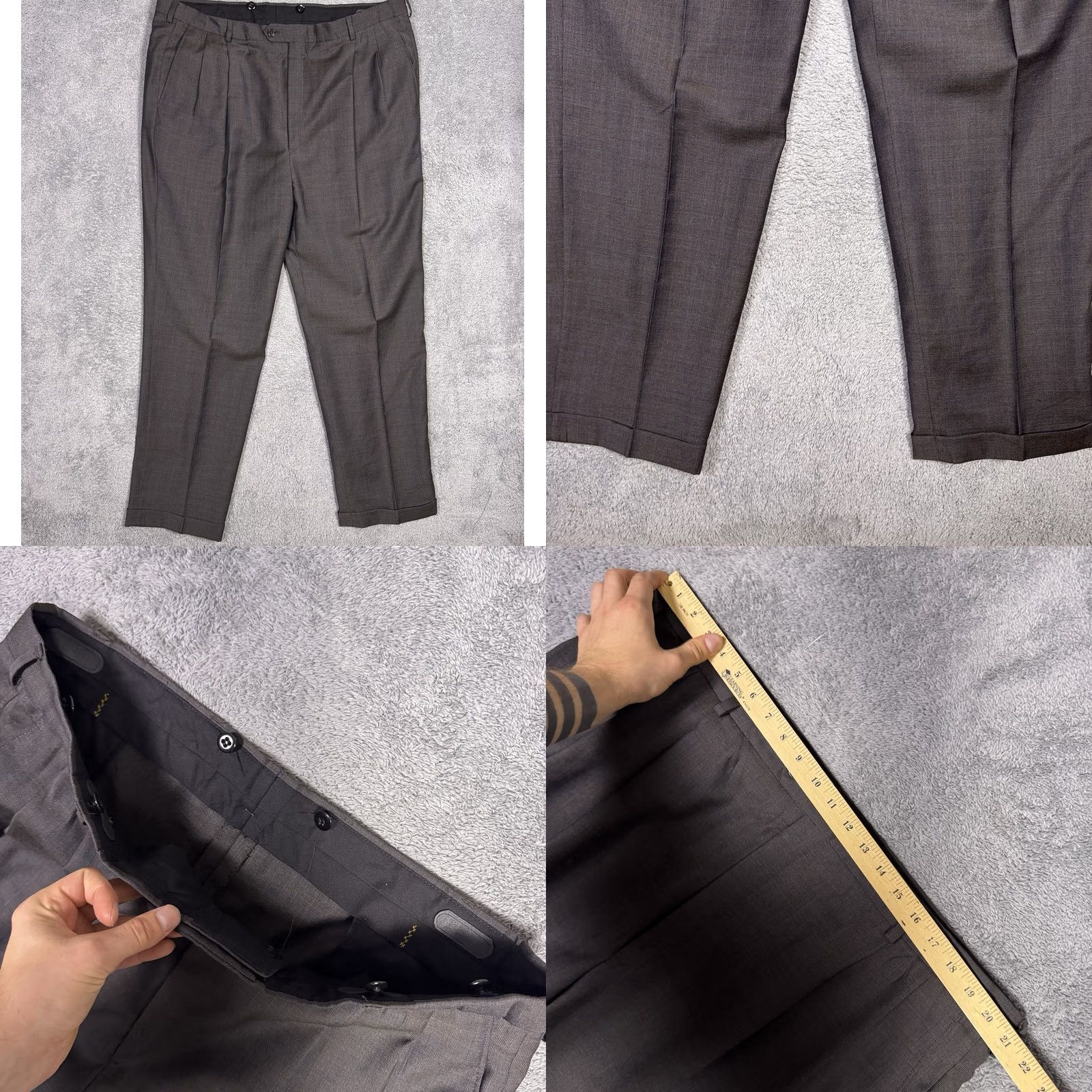 Hart Schaffner Marx Hart Schaffner Marx Gold Trumpeter Suit Mens 46R 42x32 Wool 2 Piece Set Cuffed Size 46R - 10 Thumbnail