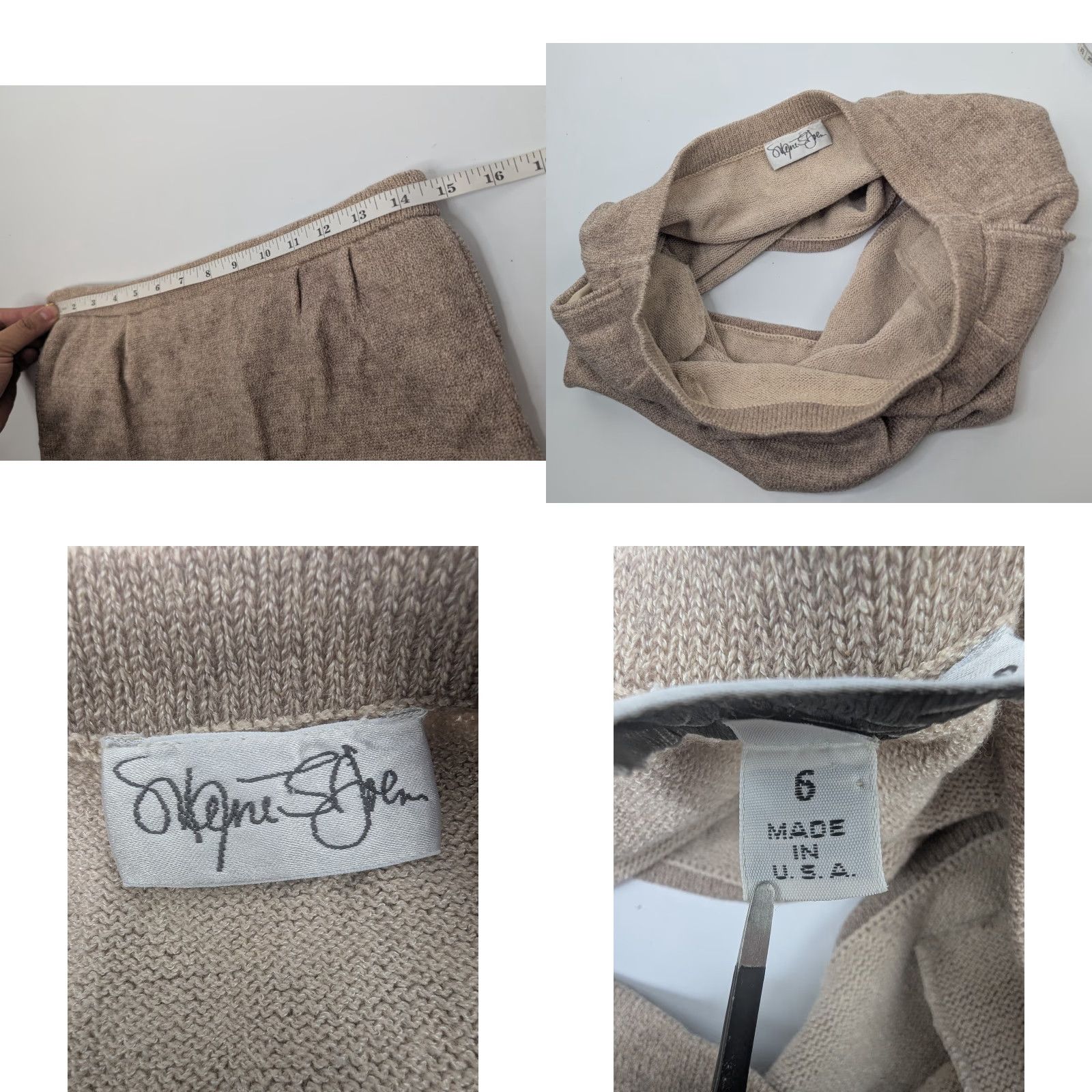St. John St. John Skirt Womens 6 Pencil Pull On Taupe Brown Knit Knee Length Vintage: No? (No, Vintage: No) Size 28" / US 6 / IT 42 - 8 Thumbnail