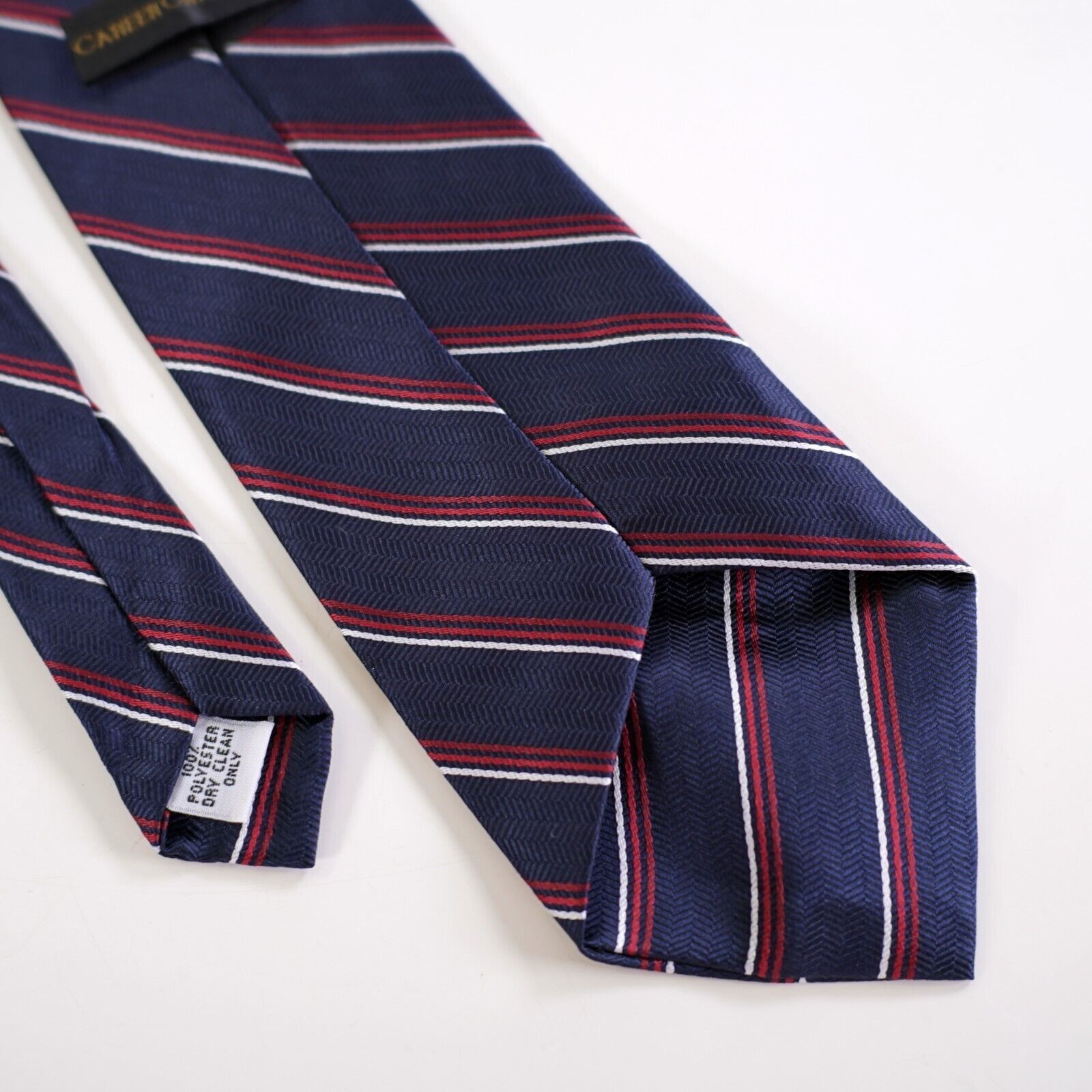 Designer Career Cravats Blue Red Striped Woven Polyester Long Tie Size ONE SIZE - 5 Thumbnail