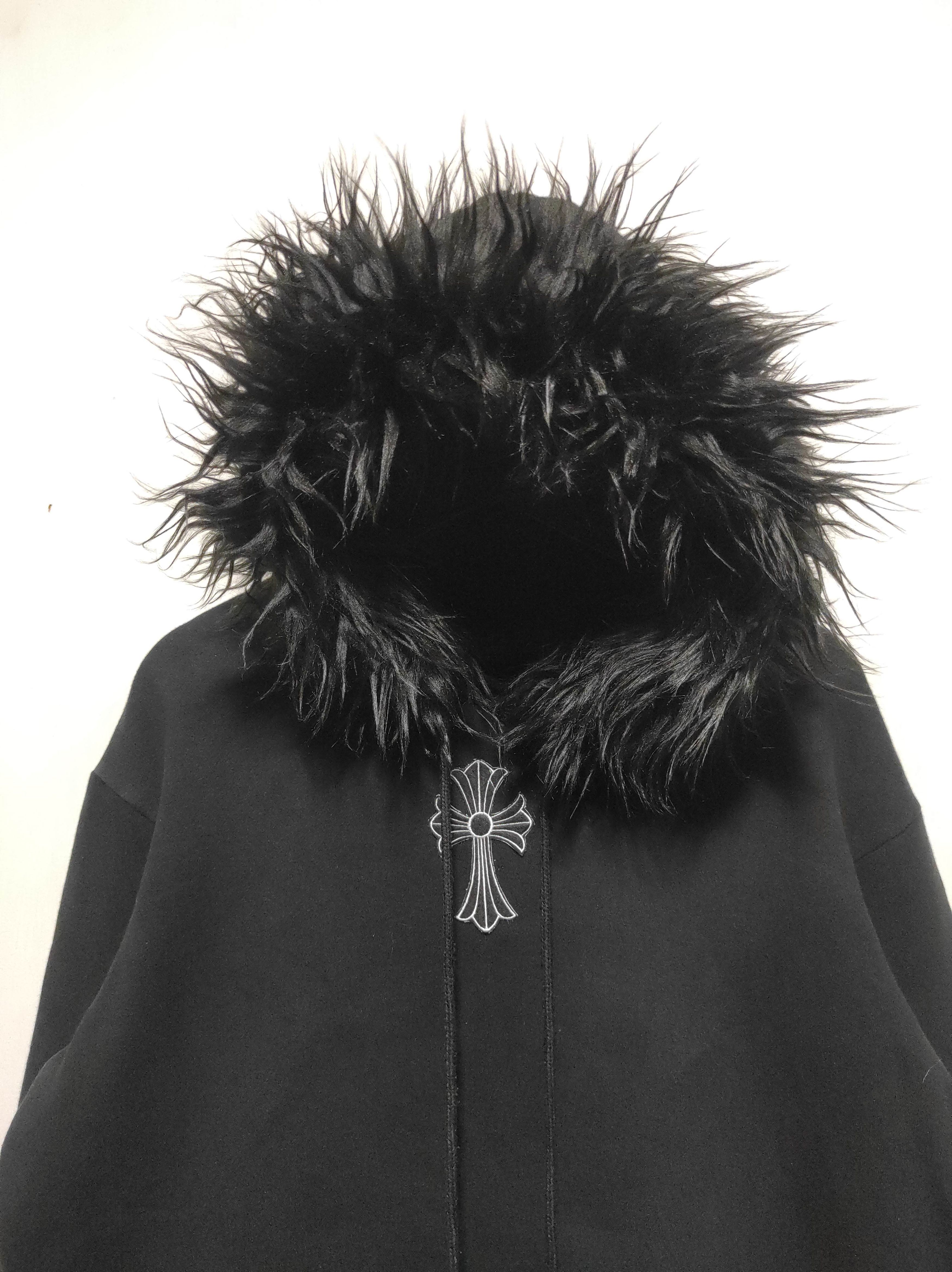 14th Addiction Black Cross Fur Hoodie LGB IfSixWasNine style Size US M / EU 48-50 / 2 - 4 Thumbnail