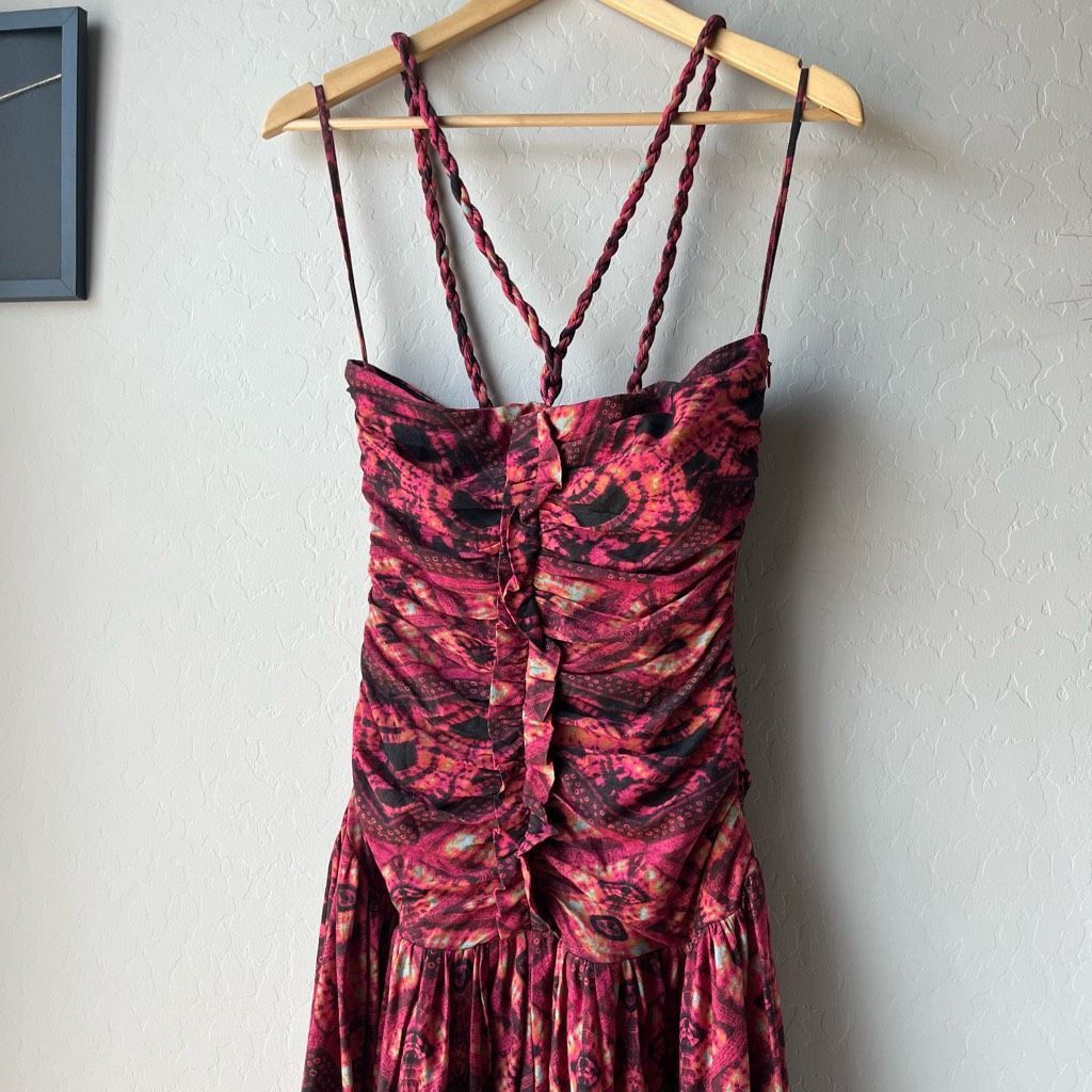 Ulla Johnson NEW Ulla Johnson Dress Marcella Wild Rose Pink Print Halter Size XS / US 0-2 / IT 36-38 - 3 Thumbnail