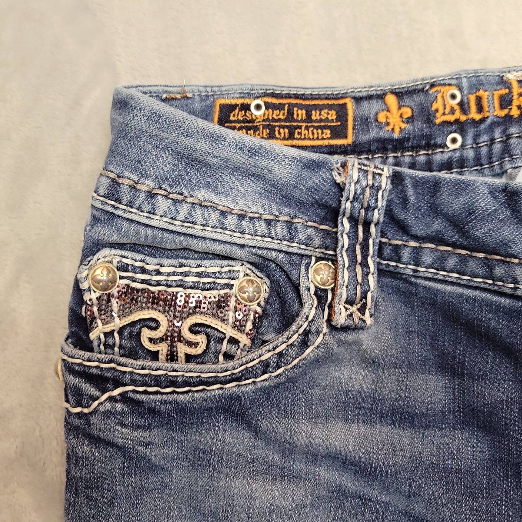 Denime VINTAGE Rock & Roll Cowboy Jeans Womens 30 Blue Denim Jacklyn Bootcut Faded Thick Stitch Size 30" / US 8 / IT 44 - 6 Thumbnail