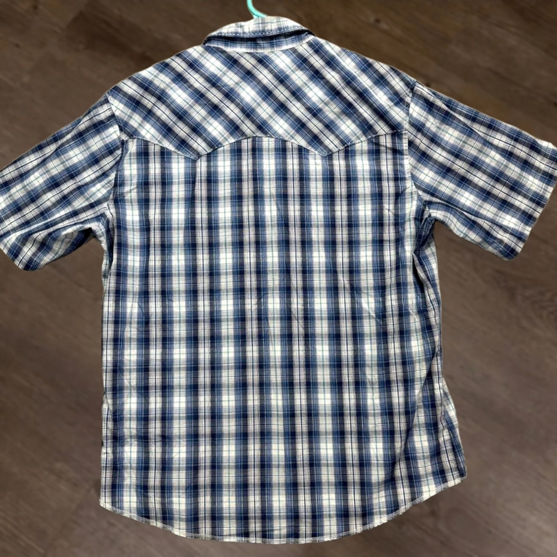 Wrangler Wrangler Button Up Shirt Adult Large Blue Plaid Short Sleeve Pockets Casual Mens Size US L / EU 52-54 / 3 - 1 Thumbnail