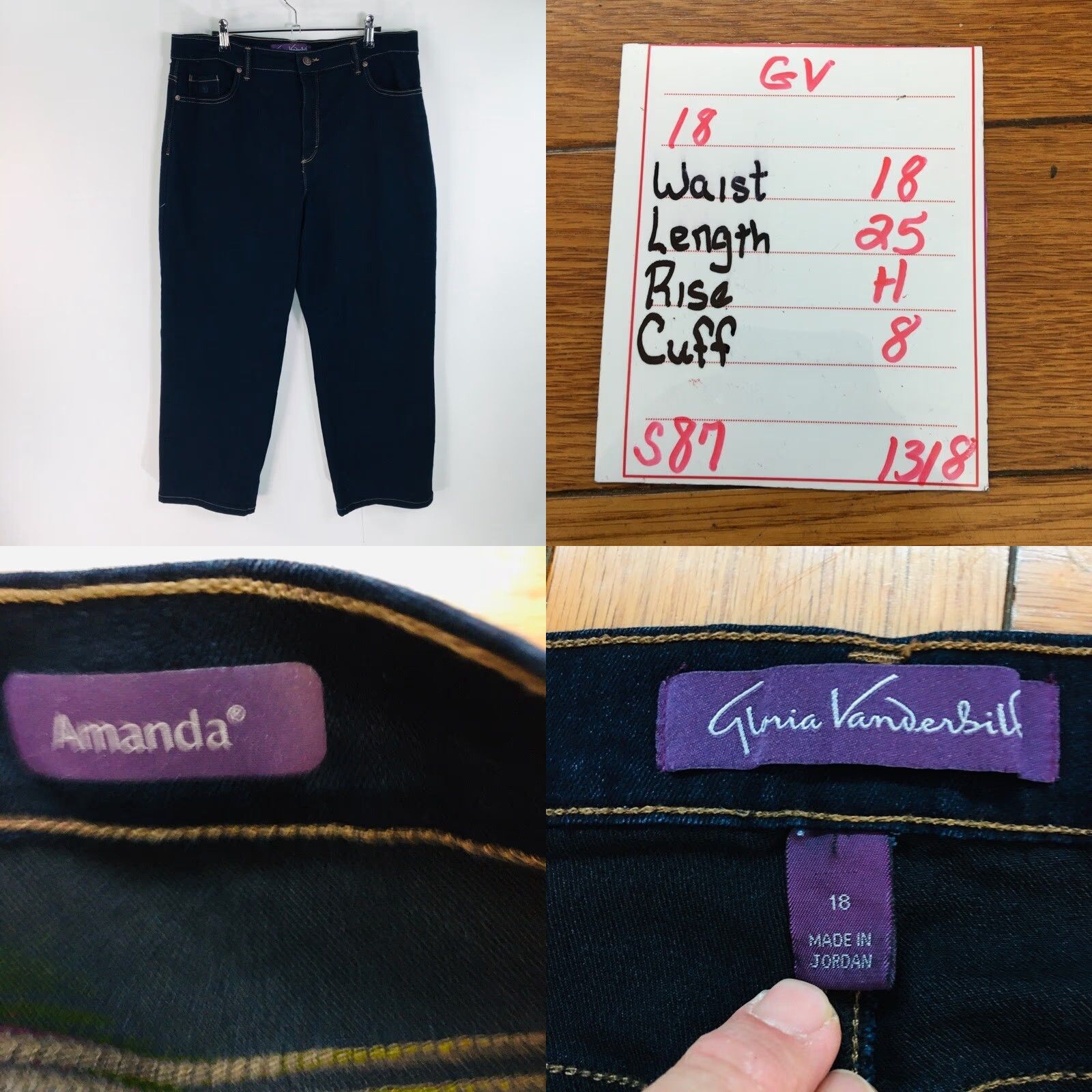 Gloria Vanderbilt GLORIA VANDERBILT Women's Amanda High Rise Cropped Jeans Blue Stretch Denim Size 18 Size 40" / US 18 - 8 Thumbnail