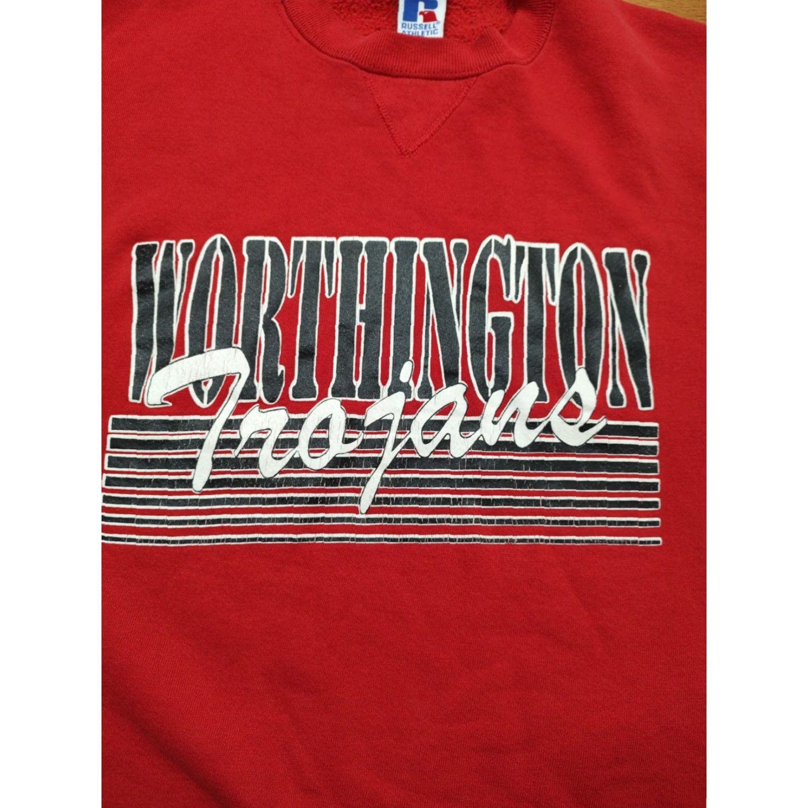 Russell Athletic VINTAGE Russell Athletic Sweatshirt Men L Red 90s Trojans Worthington Crew Neck Pullover Cotton Blend Size US L / EU 52-54 / 3 - 5 Thumbnail