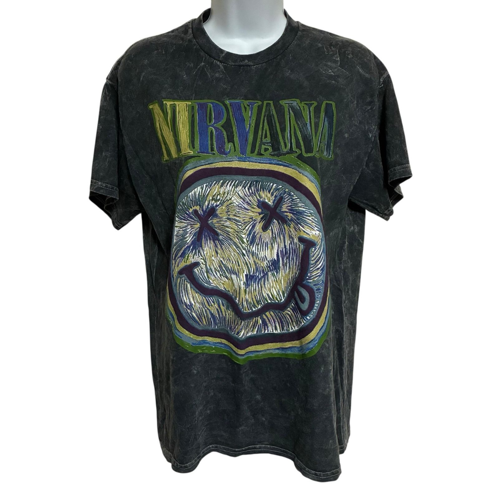 Nirvana Acid Wash Nirvana Smiley Graphic T-Shirt Womens Size M Size M / US 6-8 / IT 42-44 - 1 Thumbnail