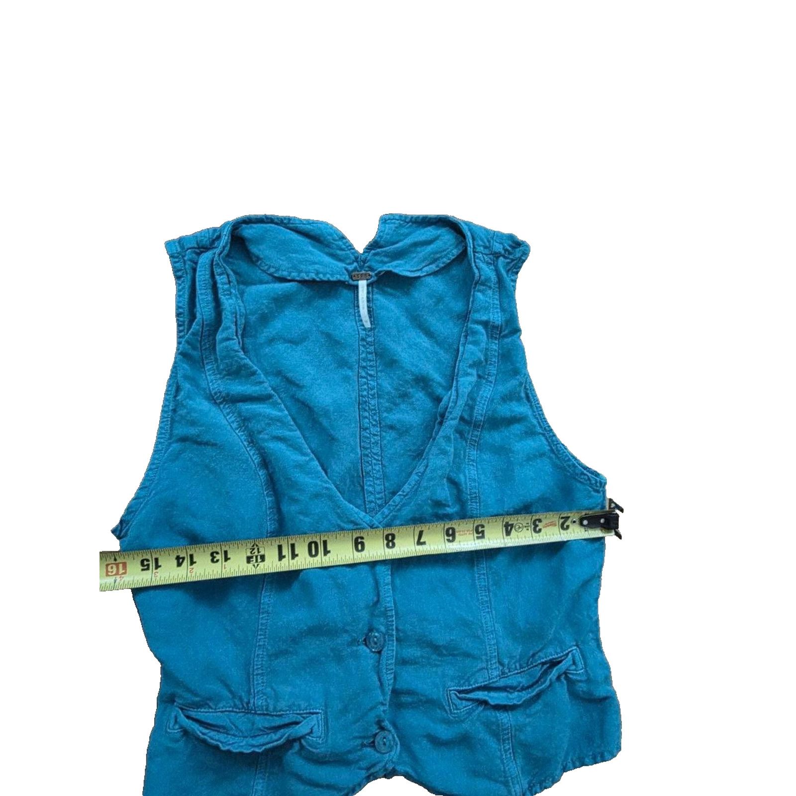 destin YFB Vest Top Sz Medium Linen Blend Button Up Blue A001556 Size M / US 6-8 / IT 42-44 - 2 Thumbnail