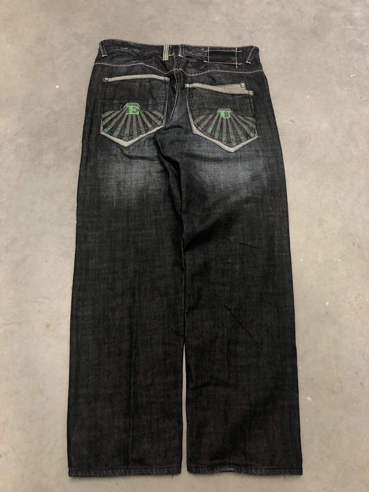 Ecko Unltd. × Vintage Ecko Embroidered Crazy Baggy Denim Jeans Y2K Hype Streetwear Size US 34 / EU 50 - 3 Thumbnail