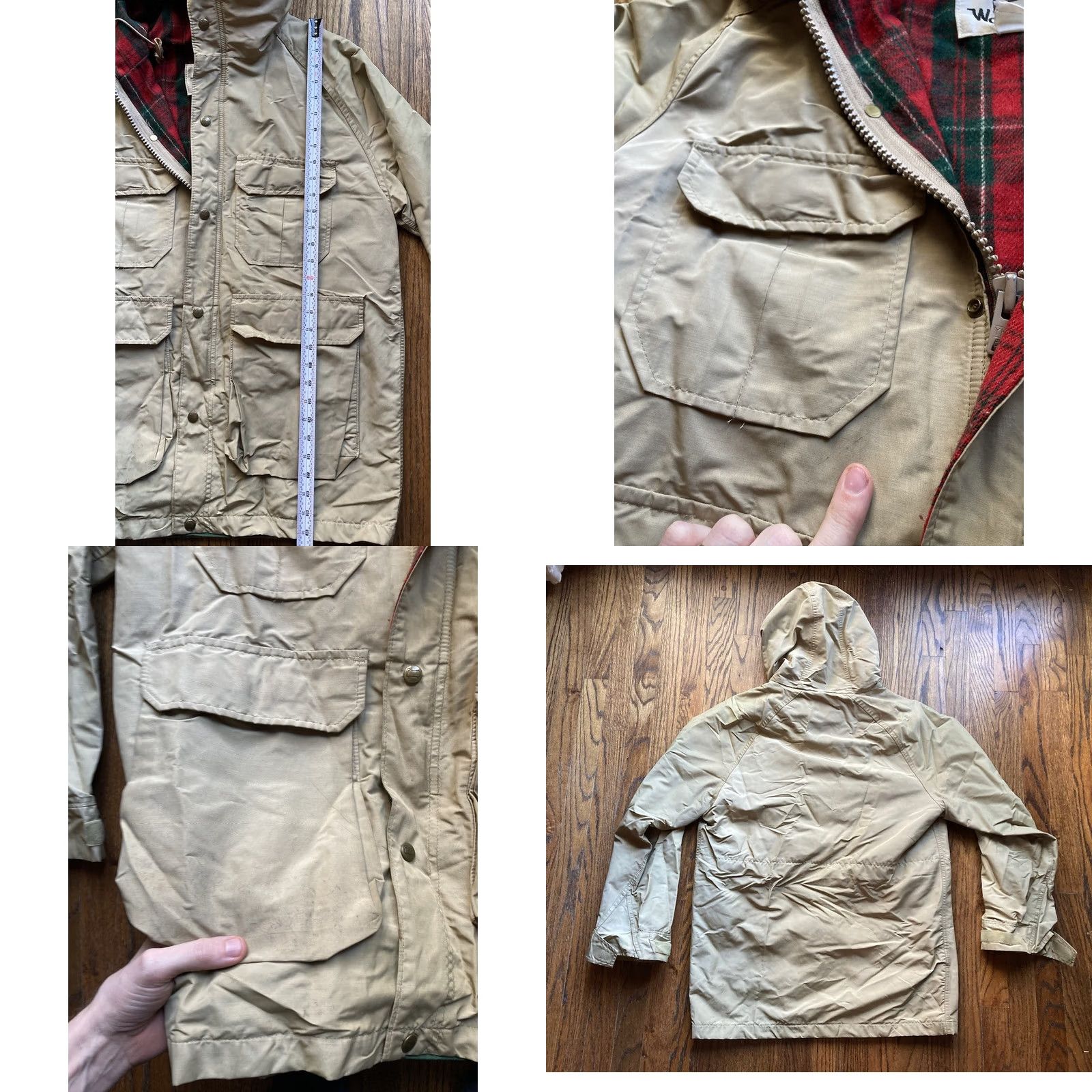 Vintage VINTAGE Woolrich Rain Parka Hooded Plaid Wool Blanket Lined Beige Mens Large Size US L / EU 52-54 / 3 - 8 Thumbnail