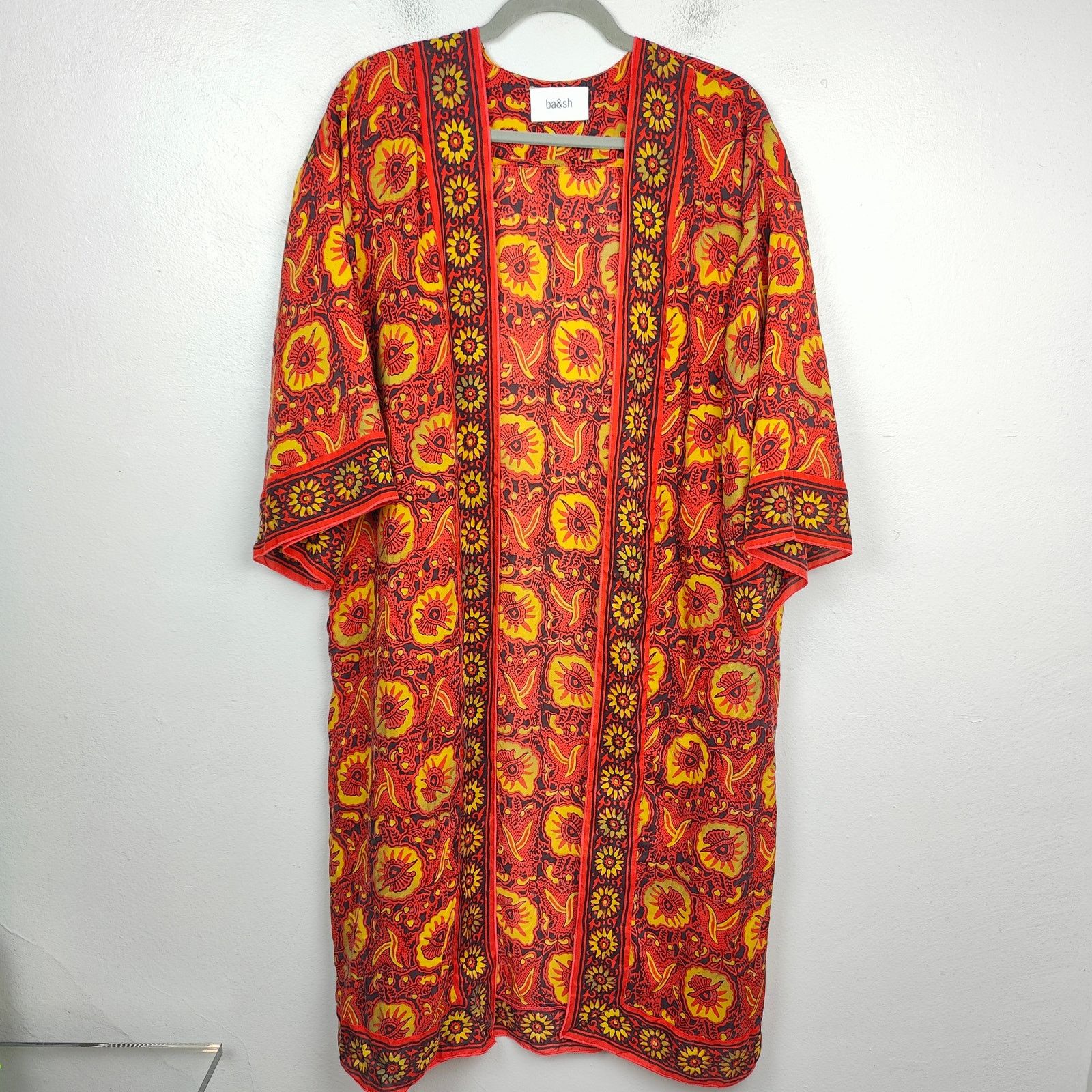 ba&sh Ba&sh Lady Kimono Robe Womens One Size 100% Silk Red Size ONE SIZE - 1 Thumbnail