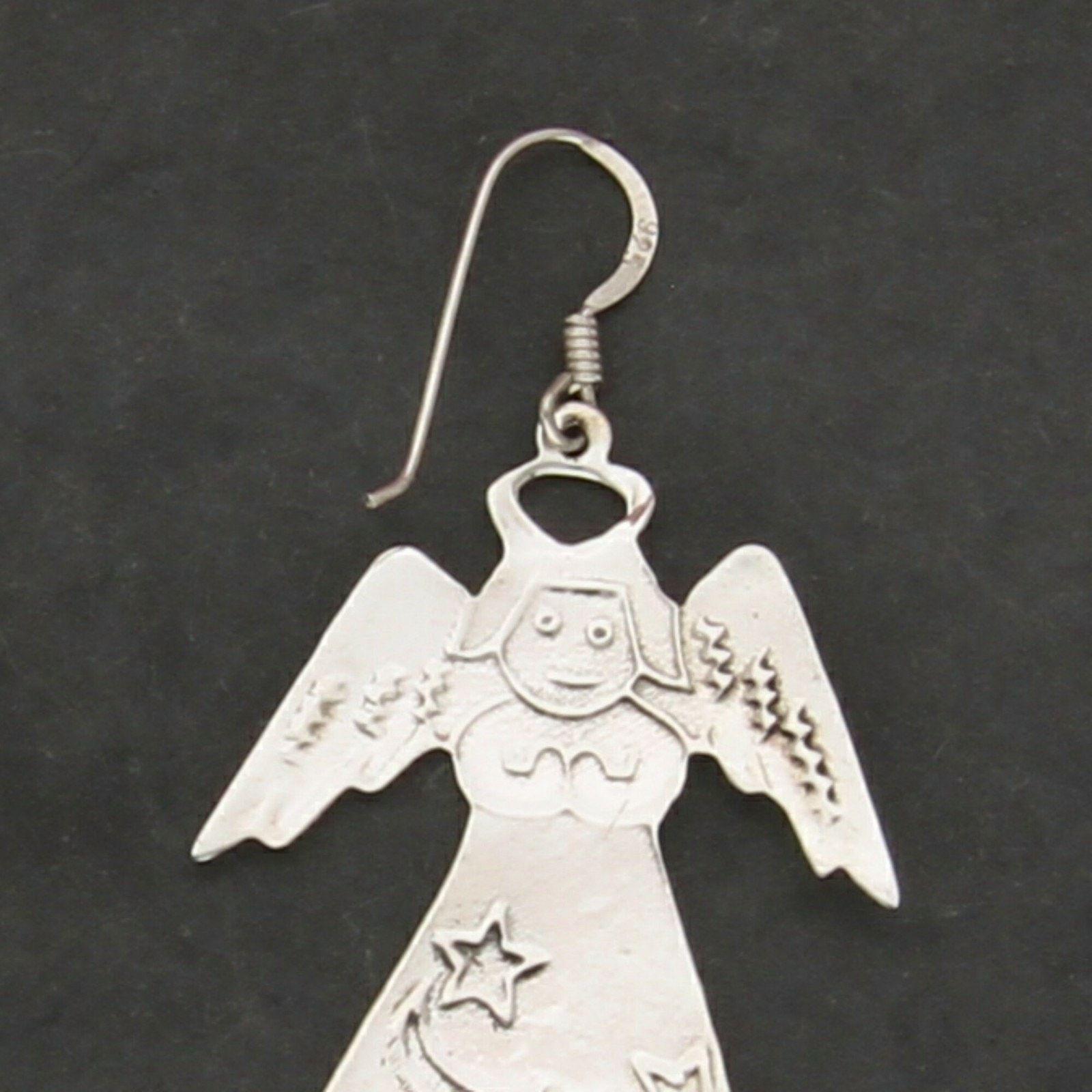 Sterling Silver sterling silver vintage guardian angel dangle earrings Size ONE SIZE - 3 Thumbnail