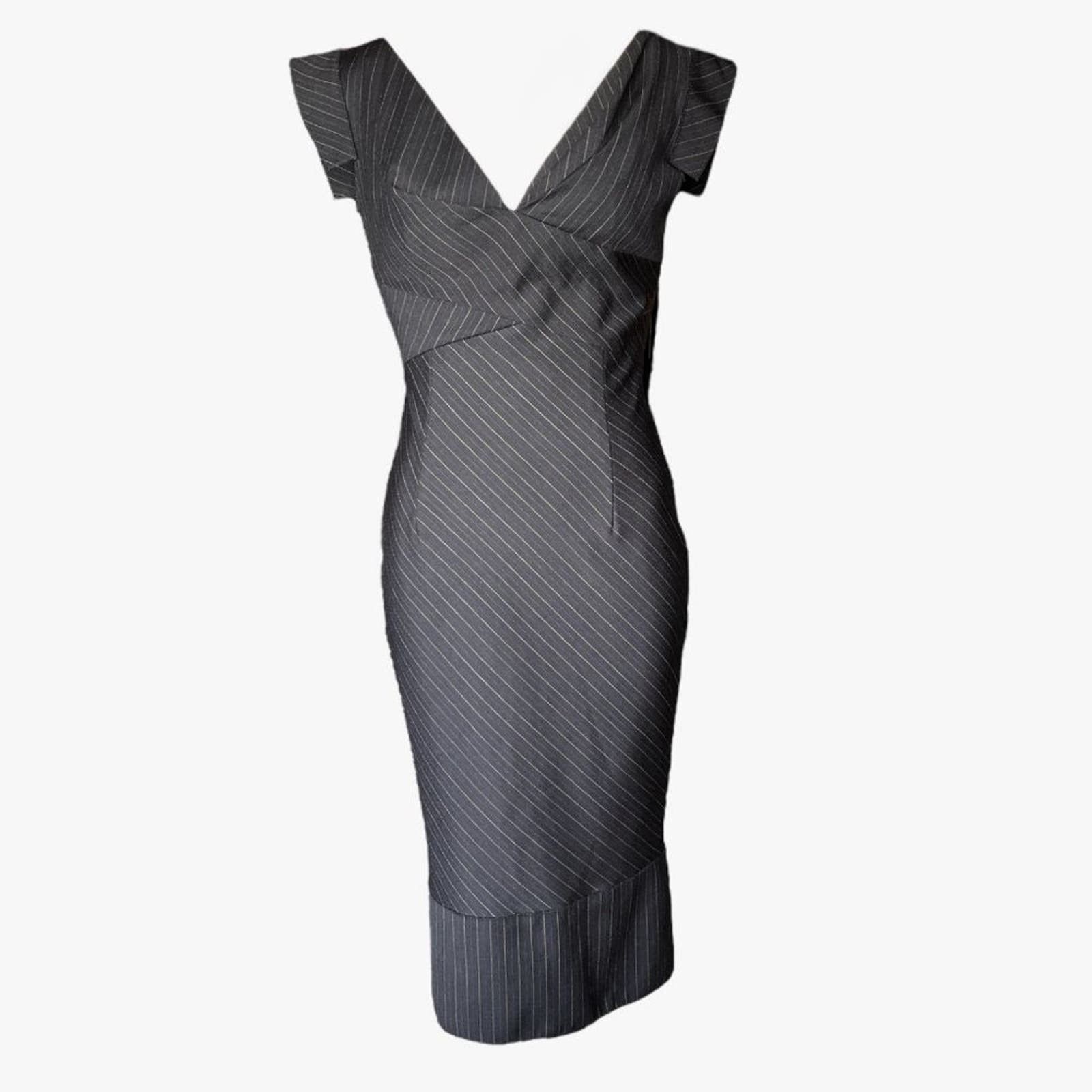 Mandalay Pencil Dress Black Stripe Nwt