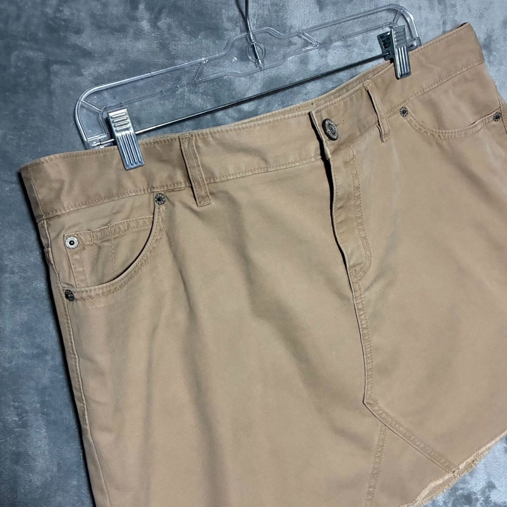 Gap Gap Womens Khaki Tan Cotton Denim Mini Skirt Raw Hem Size 16 Size 38" / US 16 / IT 52 - 3 Thumbnail