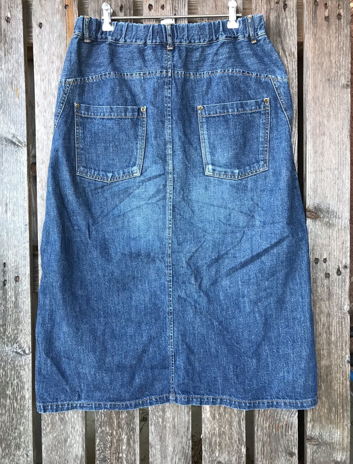 Issey Miyake × Japanese Brand Vtg 90s Plantation By Issey Miyake Denim Skirt Size 30" / US 8 / IT 44 - 2 Thumbnail