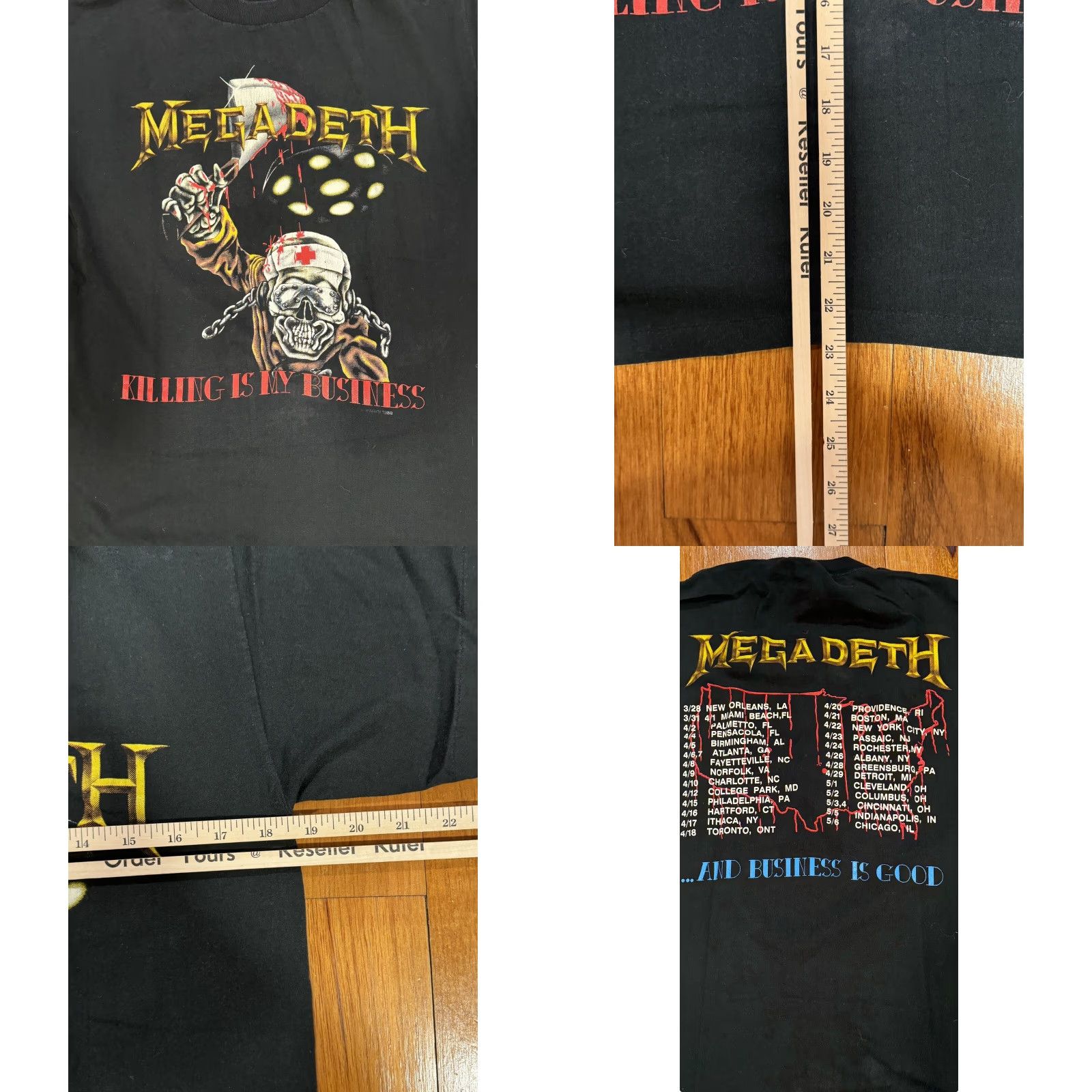 Vintage VINTAGE Megadeth Concert T-Shirt 1988 Killing is My Business Heavy Metal Shirt Men L Black Cotton Crew Neck Short Sleeve 80s Band Music Rock Size US L / EU 52-54 / 3 - 9 Thumbnail