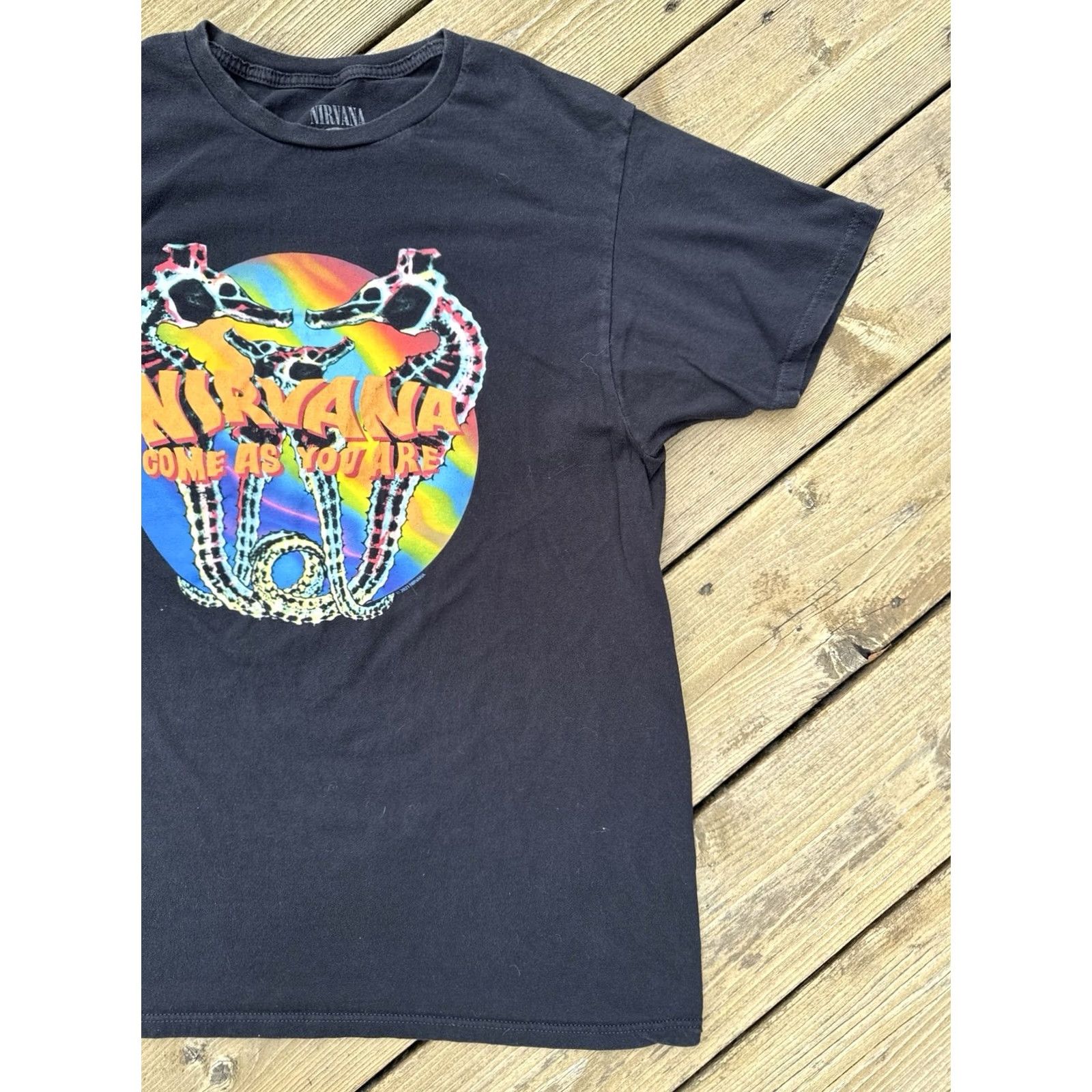 Vintage Nirvana Band T Shirt Come As You Are Seahorse Grunge Black L Mens Size US L / EU 52-54 / 3 - 3 Thumbnail