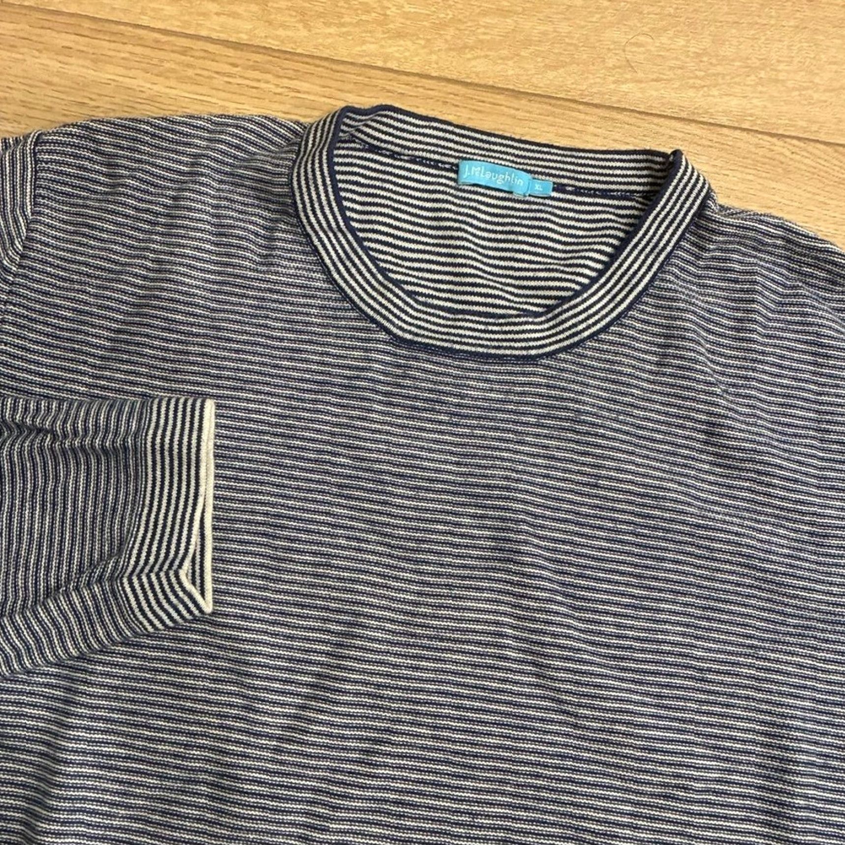 J.McLaughlin J. McLaughlin Men’s Cotton Modal Crew Neck Striped Sweater XL Size Pullover Men Blue Size US XL / EU 56 / 4 - 2 Thumbnail