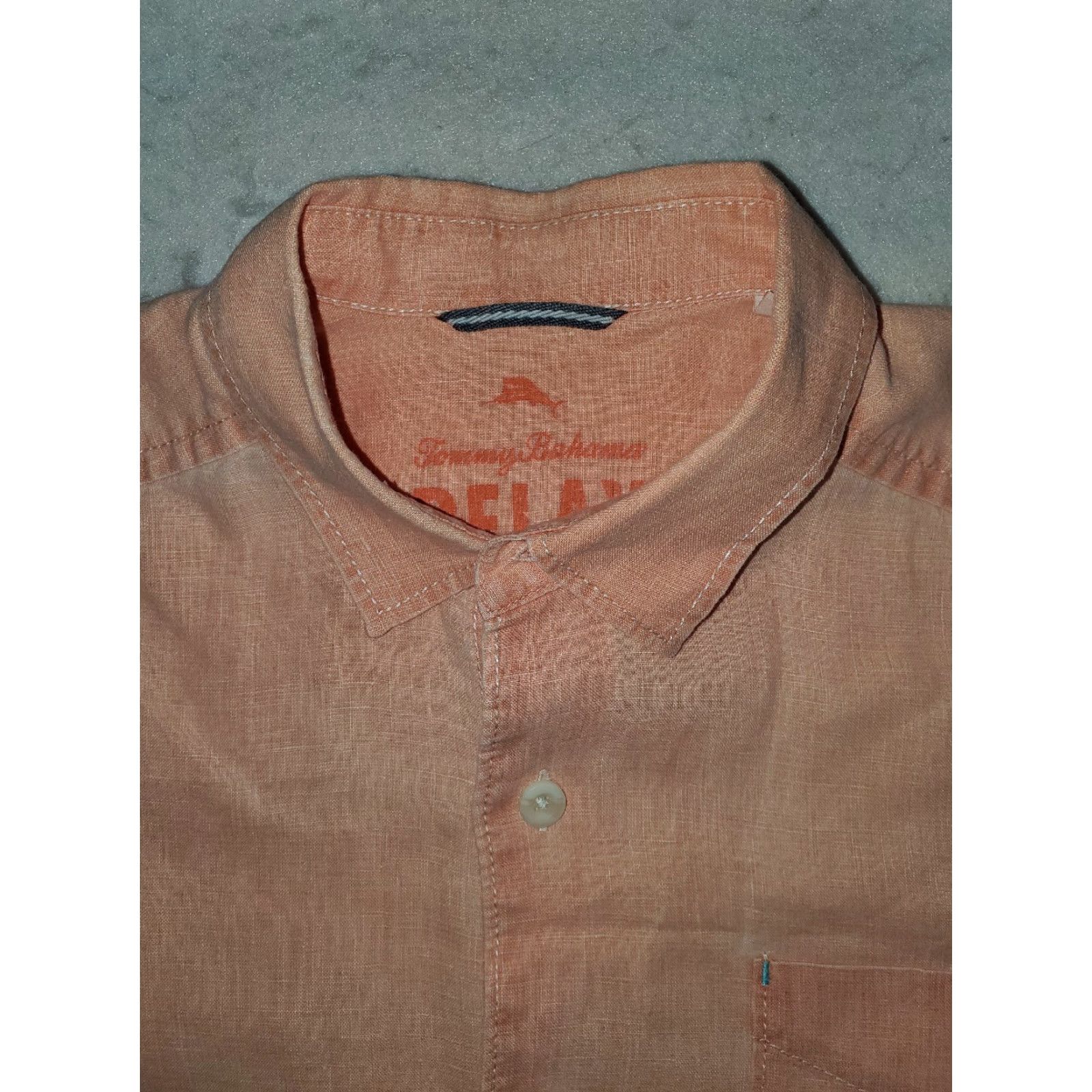 Tommy Bahama Tommy Bahama Signature Relax 100% Linen Button-Up Long Sleeve Shirt Mens Sz S Orange Hawaiian Size US S / EU 44-46 / 1 - 3 Thumbnail