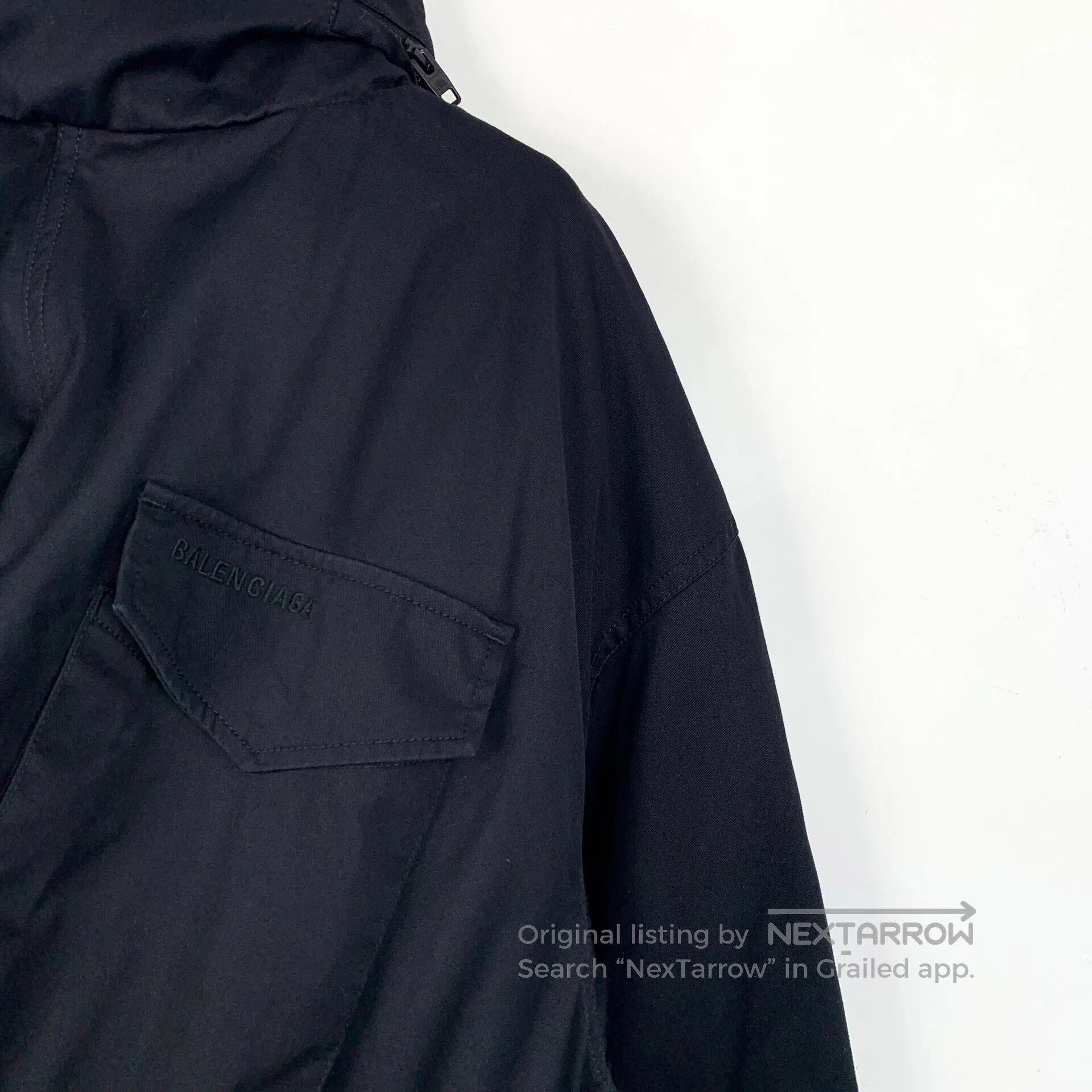 Balenciaga Balenciaga Black Cotton Hooded Multi-pocket Jacket| Size XS / US 0-2 / IT 36-38 - 3 Thumbnail