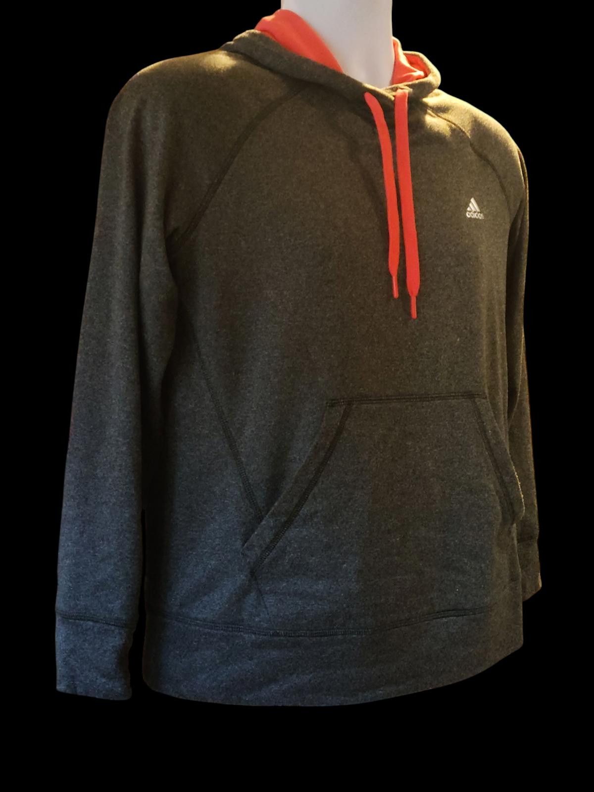 Adidas Adidas Men's Gray Hoodie with Orange Drawstrings Size US L / EU 52-54 / 3 - 4 Thumbnail