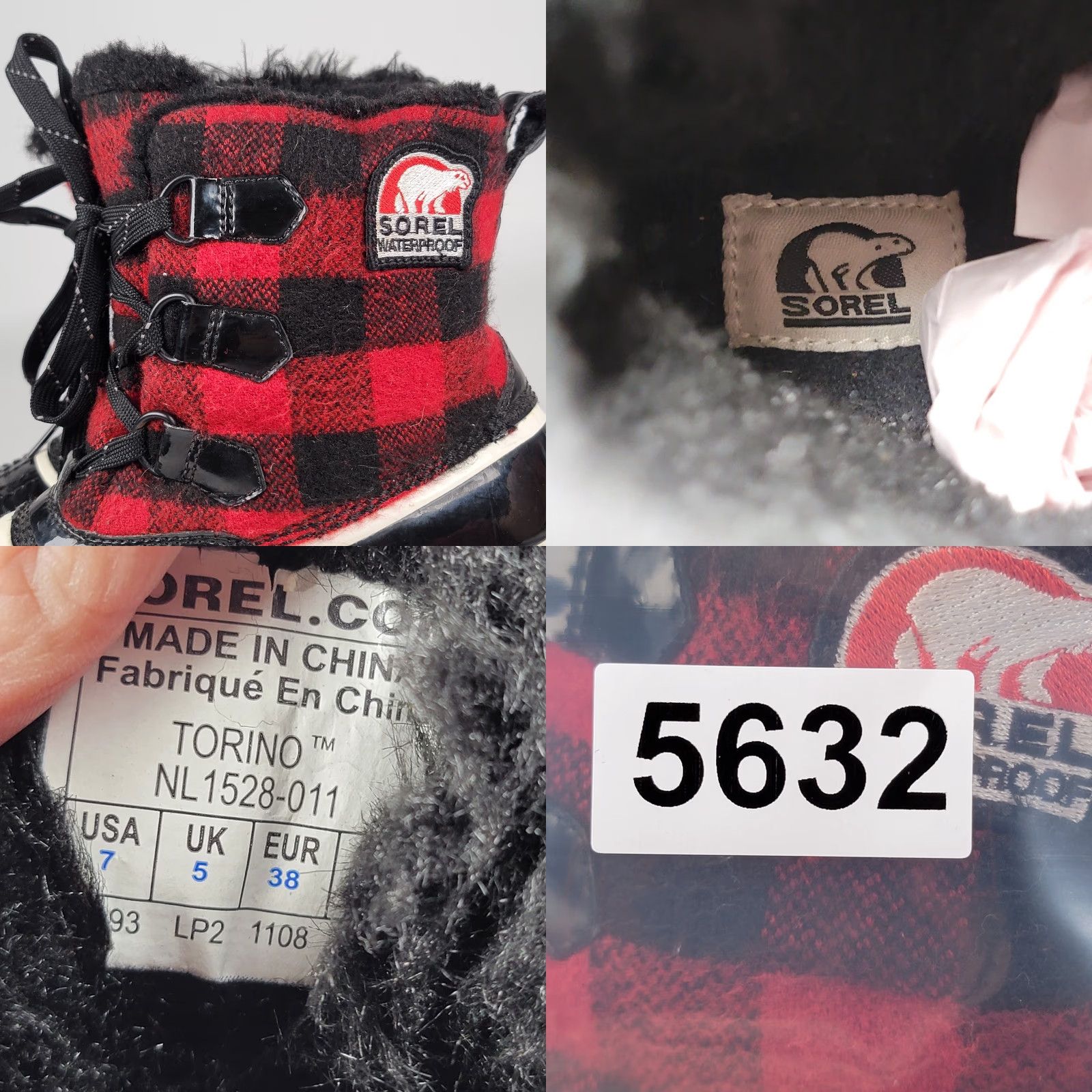 SOREL Sorel Torino Black Red Buffalo Plaid Winter Boots Womens Size 7 Waterproof Snow Boot Fur Trim Faux Fur Lining Ankle Boots Size US 5 / IT 35 - 9 Thumbnail