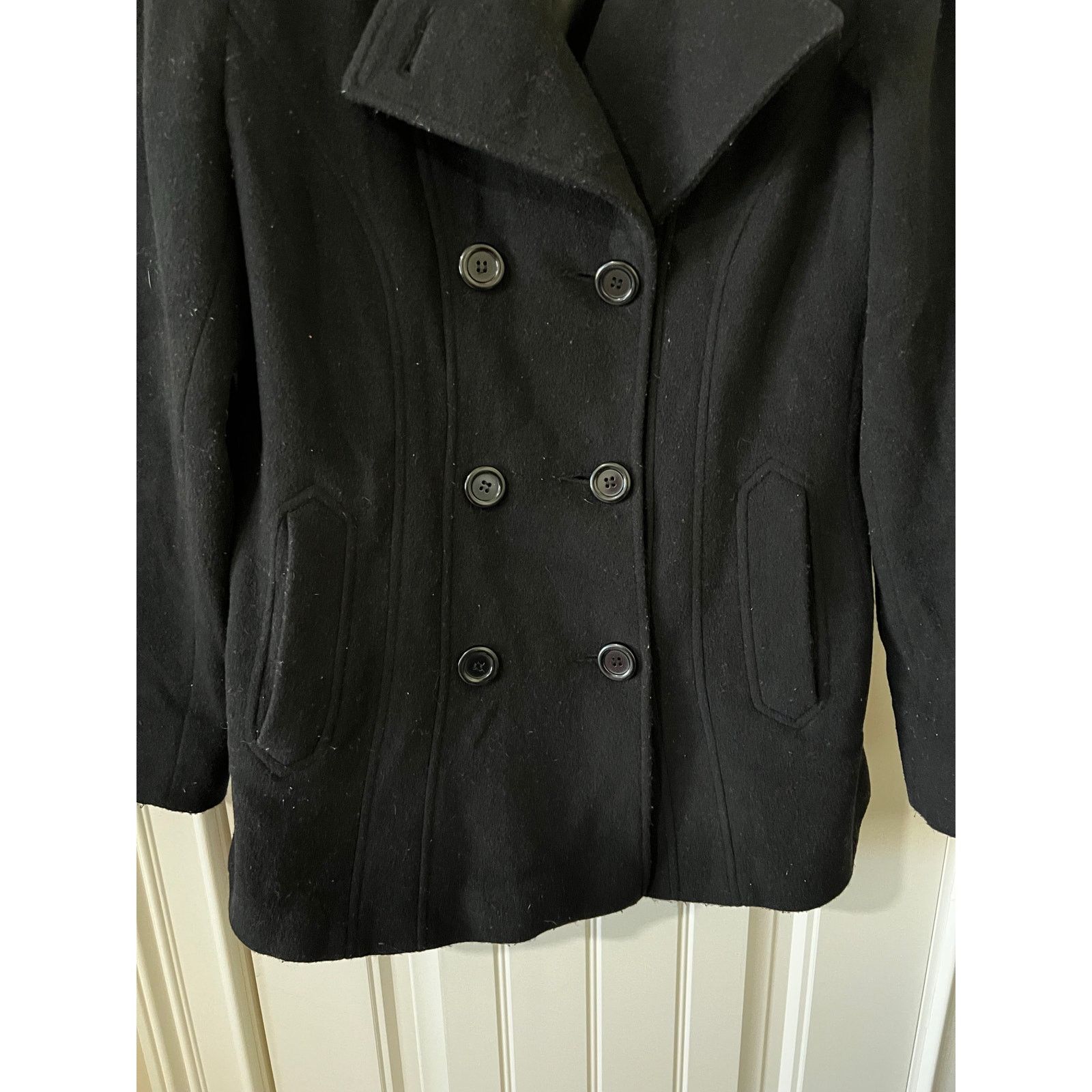Anne Klein USED Classic Notched lapels Thick Double Breasted Coat Black Size M / US 6-8 / IT 42-44 - 4 Thumbnail