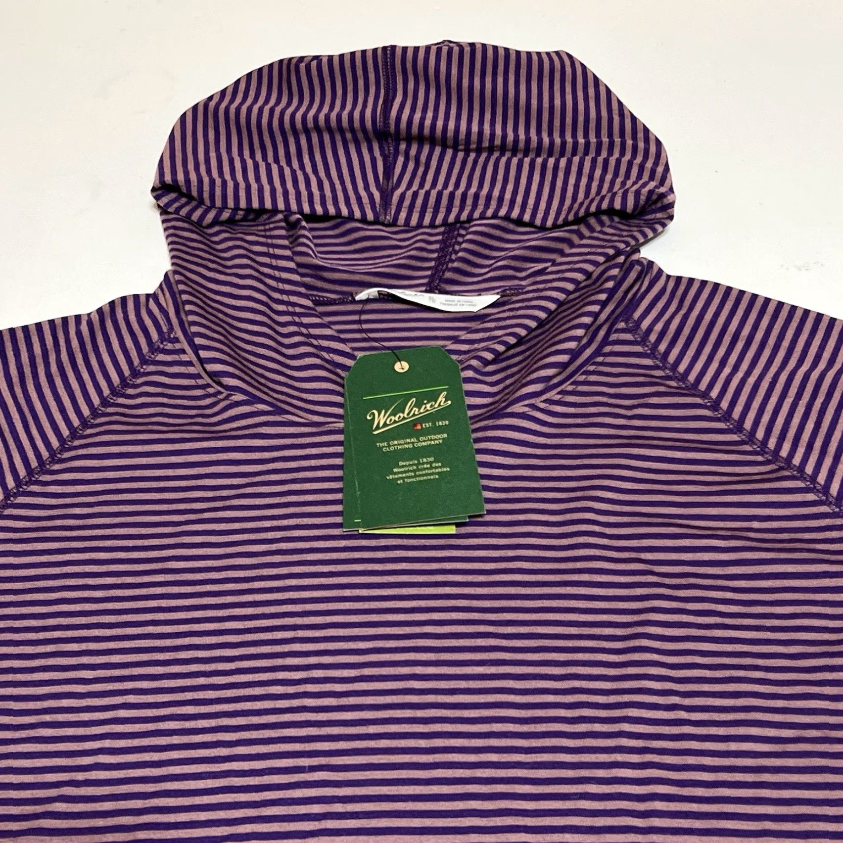 Vintage Woolrich T-Shirt Hoodie Hooded Long Sleeve Striped Purple XL Women’s Regular Basic Outdoor NWT Size XL / US 12-14 / IT 48-50 - 2 Thumbnail