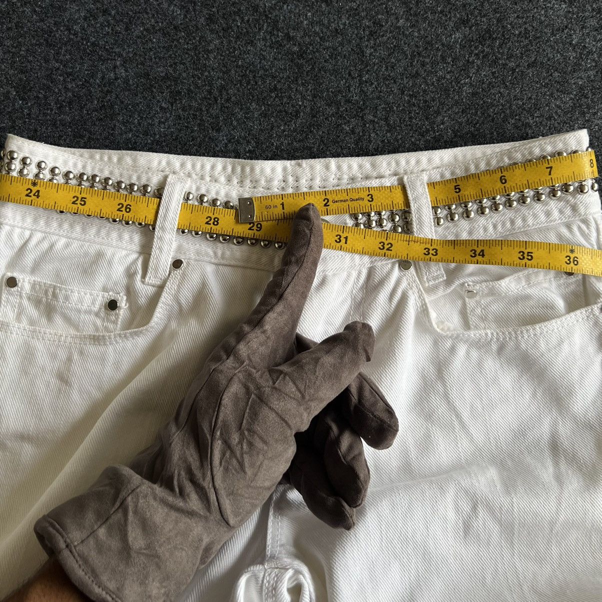 Dolce & Gabbana D&G Audacious Studded White Jeans 2000s Size US 29 - 17 Thumbnail