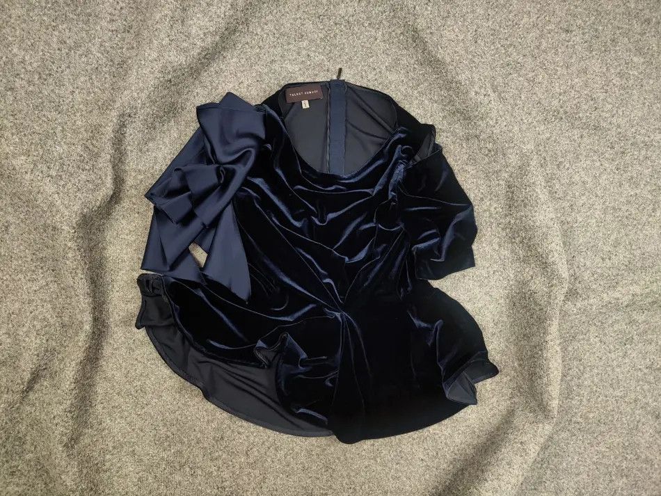 Other Talbot Runhof Design blue velvet with bow Women's Top Size XL / US 12-14 / IT 48-50 - 1 Thumbnail