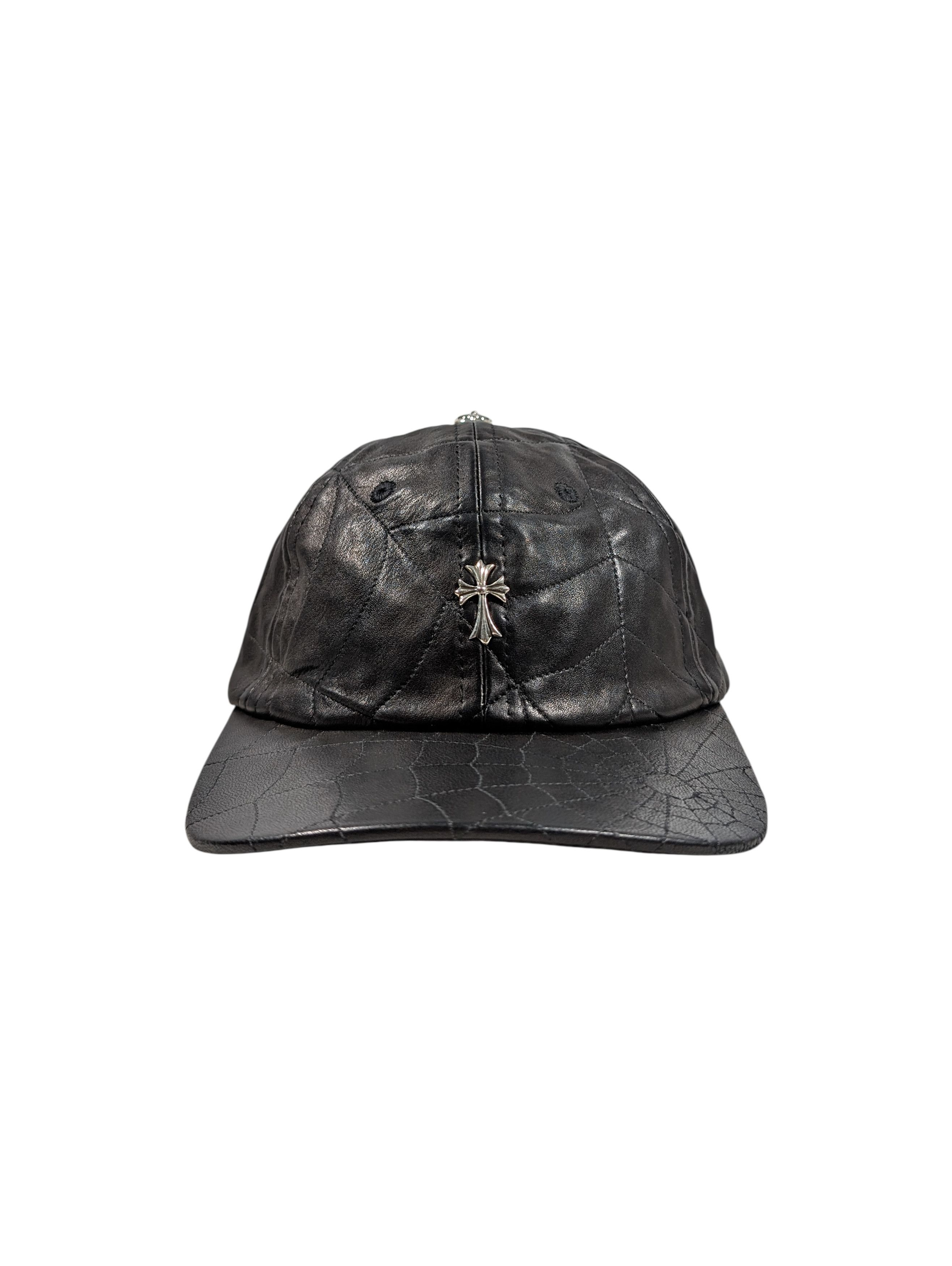Chrome Hearts Chrome Hearts Spiderweb Silver Cross Leather Hat Black Size ONE SIZE - 1 Thumbnail
