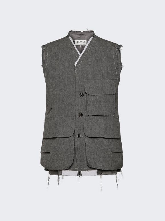 Maison Margiela o1w1db10526 Cargo Vest in Grey Melange Size US XL / EU 56 / 4 - 1 Thumbnail