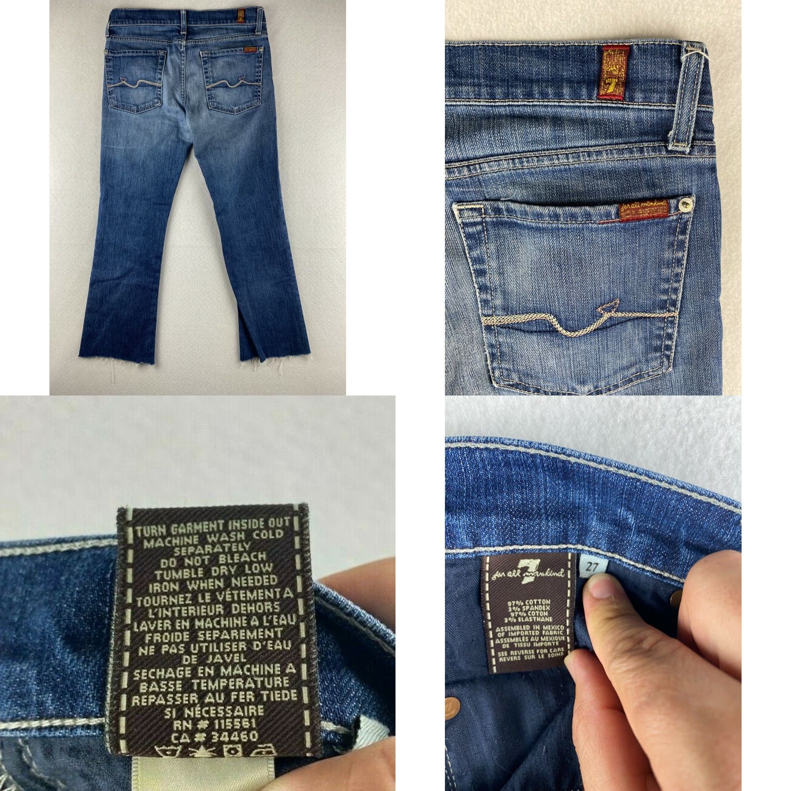 7 For All Mankind 7 For All Mankind Jeans 27 Womens Blue Bootcut Denim Stretch Fray Hem Regular Dark] Size 30" / US 8 / IT 44 - 8 Thumbnail