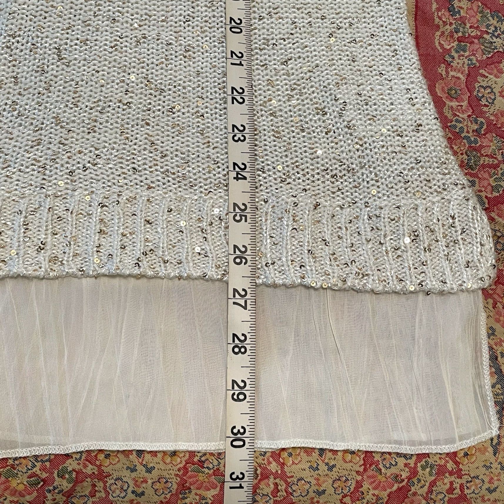 Vintage VINTAGE Jaclyn Smith Collection Sweater Womens Lg White Sequins Sheer Pleated Bottom Knit? Size L / US 10 / IT 46 - 8 Thumbnail