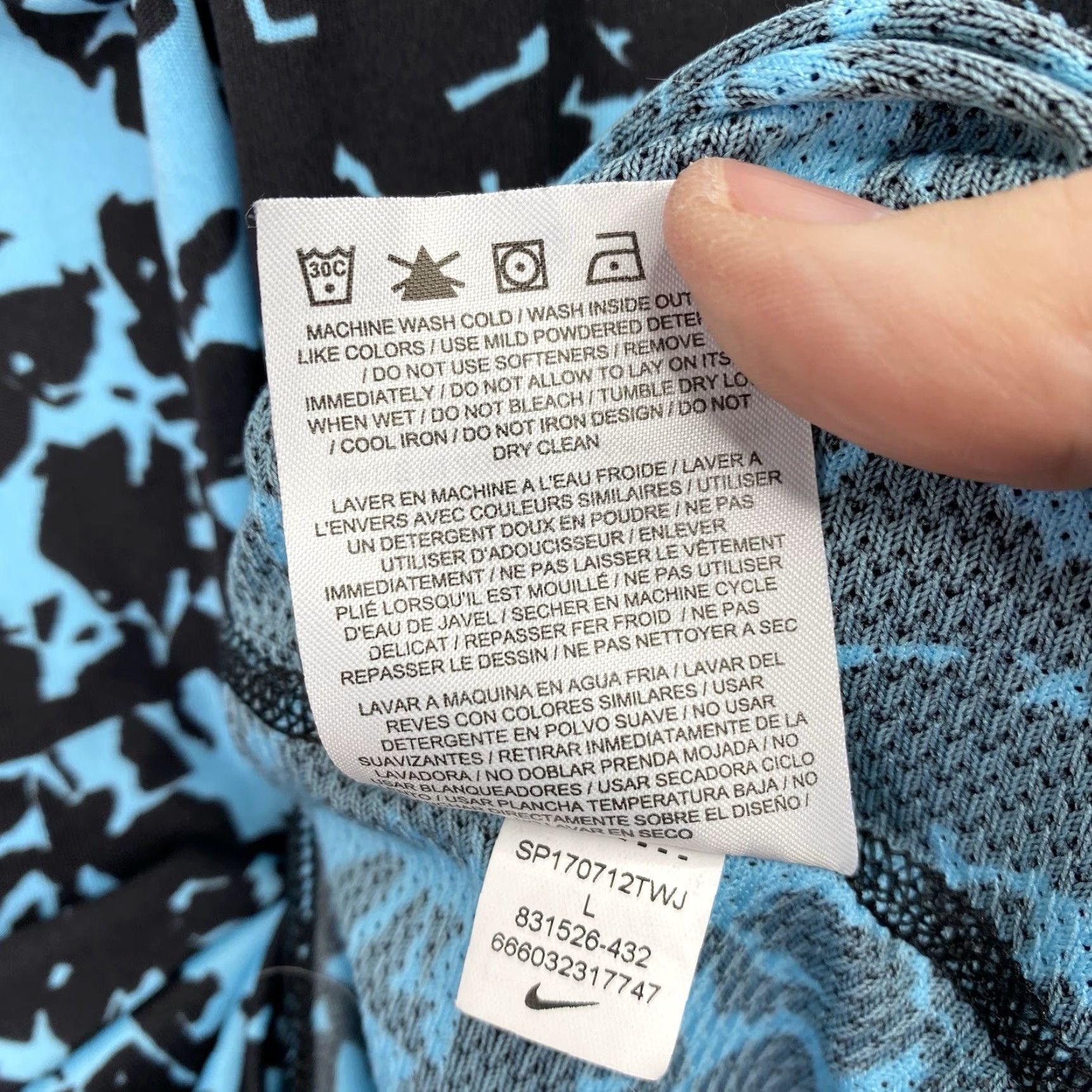 Nike Nike Dri-Fit Tank Top Womens L Blue Animal Print Strappy T Back Camisole Exercise Shirt Size L / US 10 / IT 46 - 7 Thumbnail