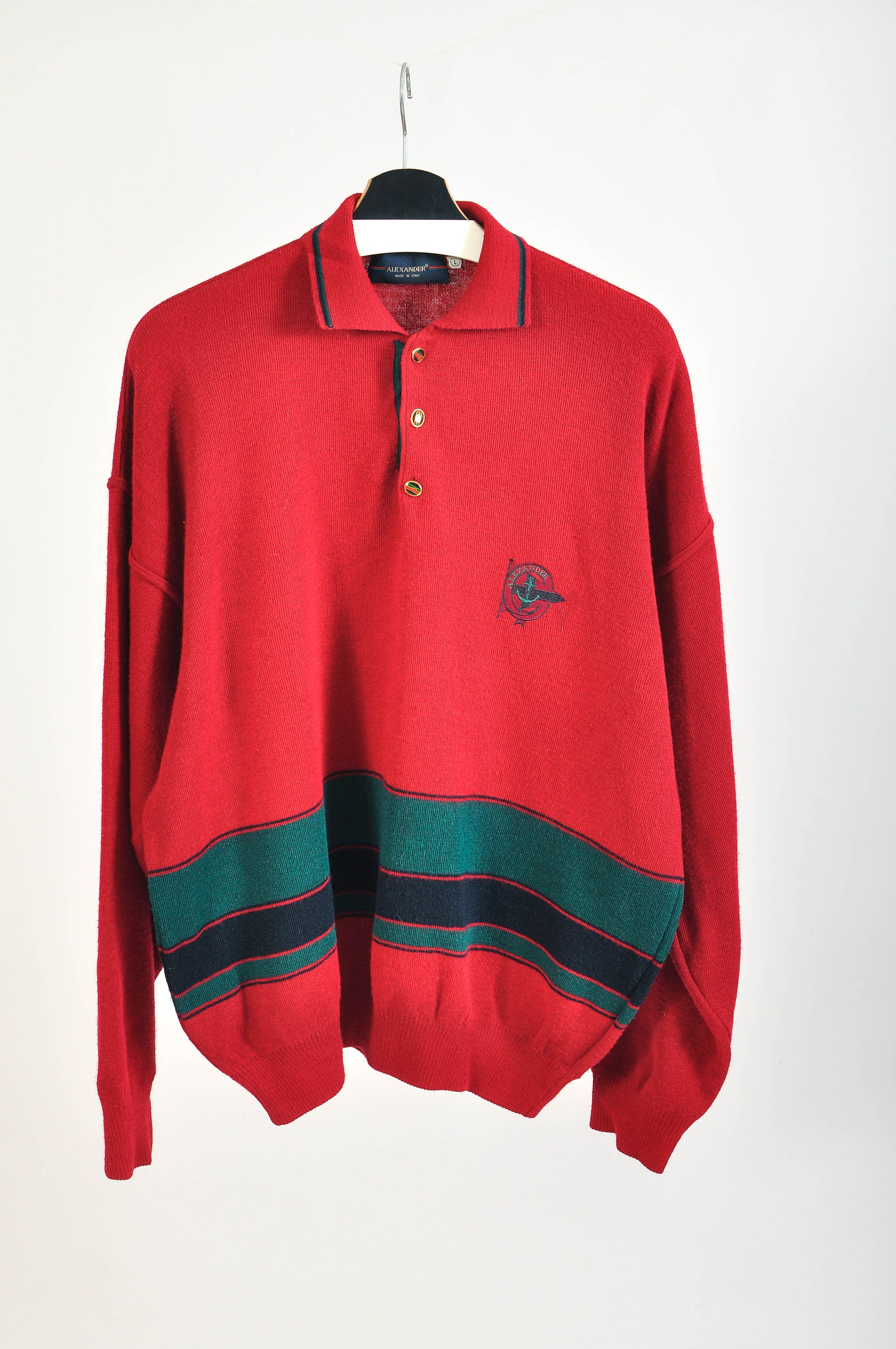 Other Vintage 80s polo sweater in maroon Size US L / EU 52-54 / 3 - 1 Thumbnail